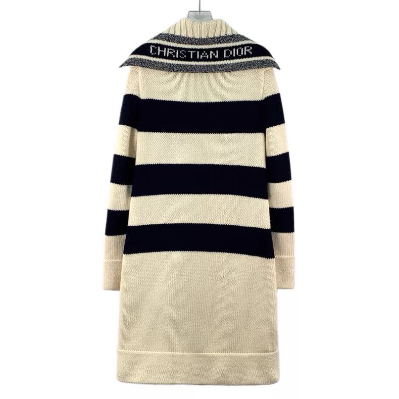 Dior Dior Colour-blocked navy collar striped wool horn buckle l Size XS / US 0-2 / IT 36-38 - 2 Thumbnail