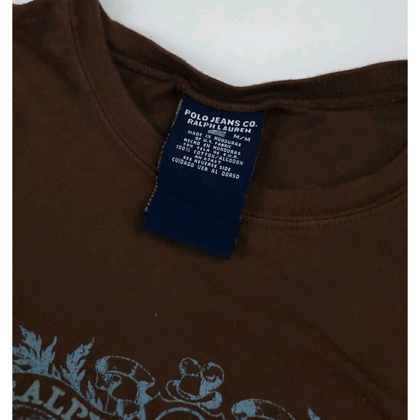 Polo Ralph Lauren VINTAGE Polo Jeans Ralph Lauren Graphic Print T Shirt Brown Blue RL Sport M Womens Shirt Short Sleeve Crew Neck 90s Size M / US 6-8 / IT 42-44 - 4 Thumbnail