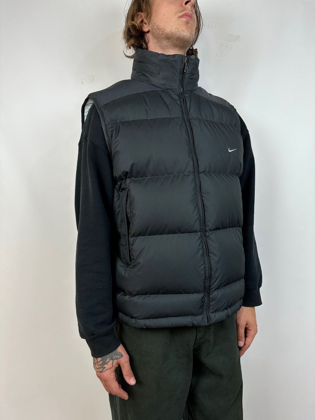 Nike 00s Vintage Nike Grey Down Puffer Vest Size US XL / EU 56 / 4 - 3 Thumbnail