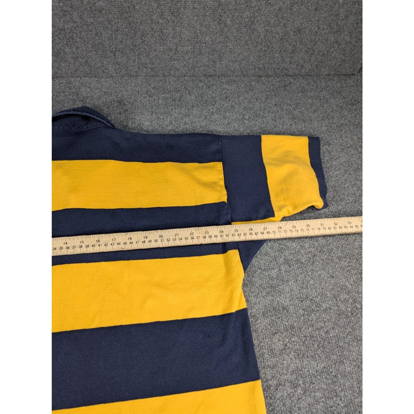 Barbarian VINTAGE Barbarian Rugby Cal Berkeley Polo Shirt Mens L Blue And Yellow 100% Cotton Knit Striped Cal Berkeley Heavy Size Large Size US L / EU 52-54 / 3 - 8 Thumbnail