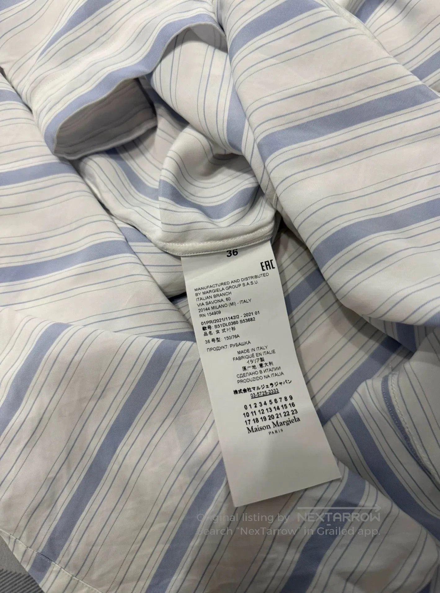 Maison Margiela White Striped Long Sleeve Button-Up Shirt. Size US XXS / EU 40 - 8 Thumbnail