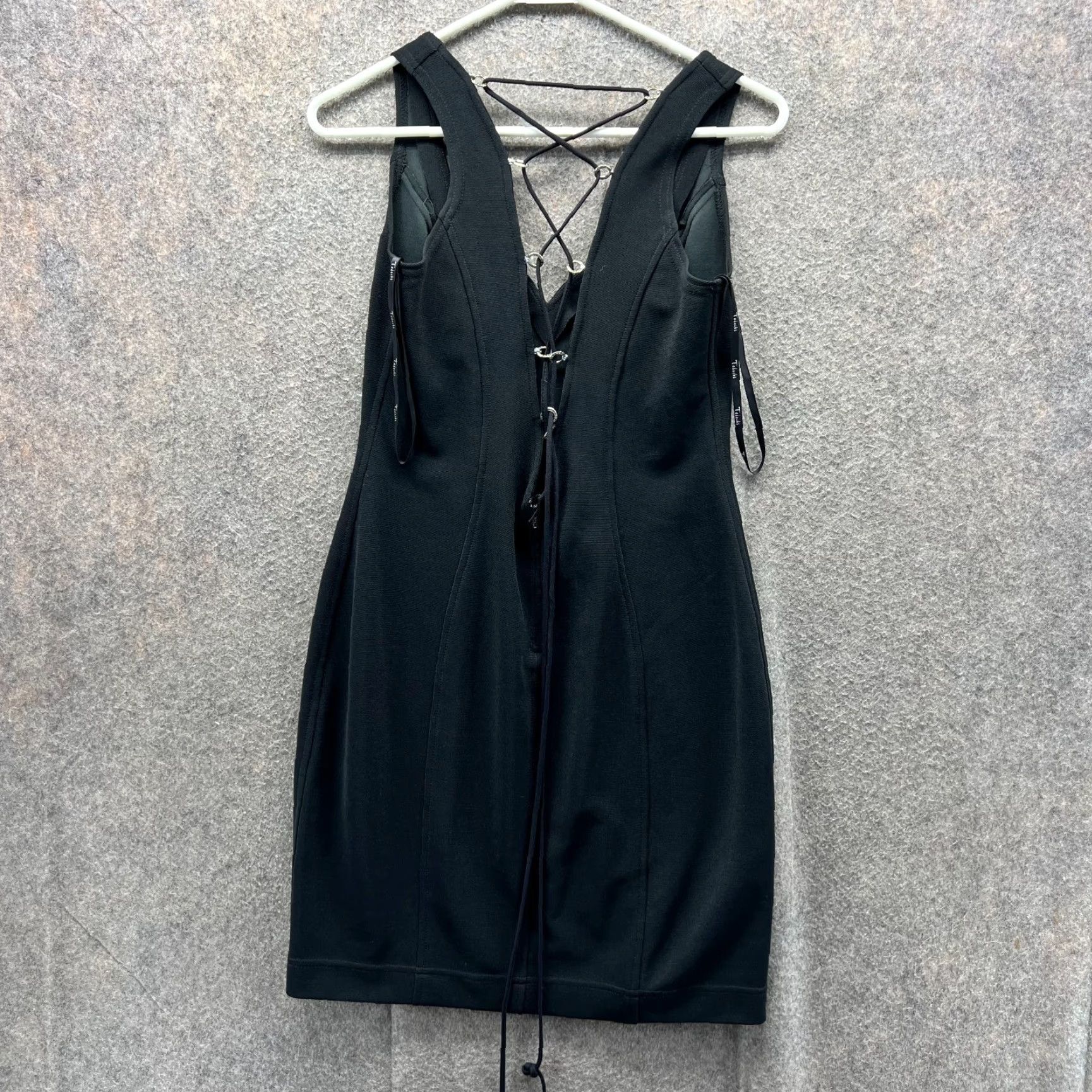 Tadashi Shoji VINTAGE Tadashi Dress Women Medium Black Sleeveless V Neck Cut Out 90s Party A-Line Knee Length Womens Size M / US 6-8 / IT 42-44 - 2 Thumbnail