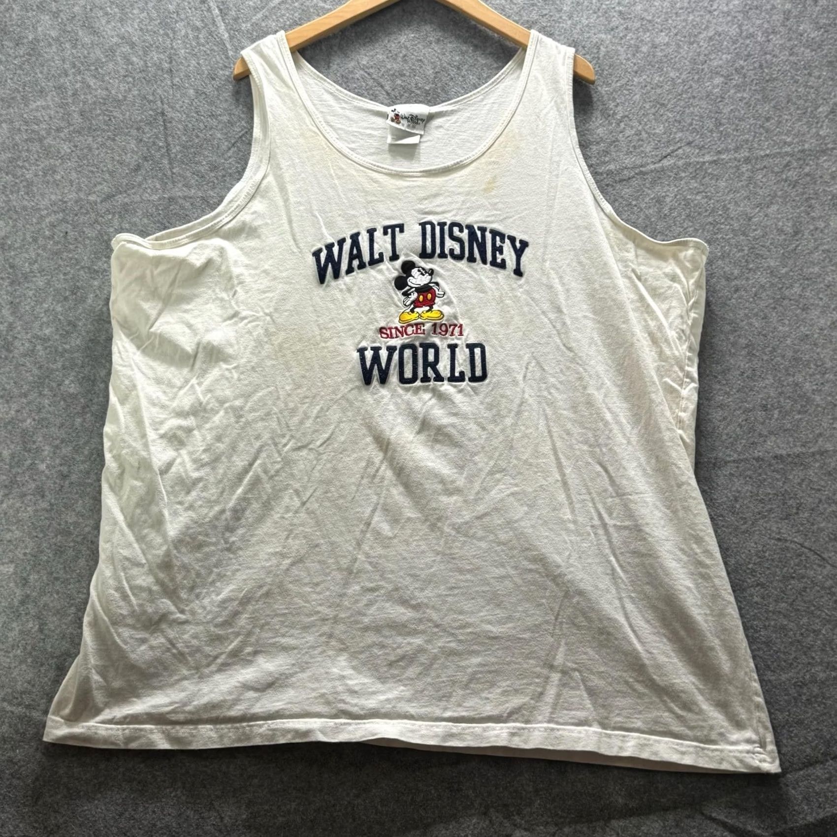 Disney VINTAGE? No. (Cannot assume) => Walt Disney World Shirt Mens 4XL White Mickey Mouse Embroidered Sleeveless Tee Size US XXL / EU 58 / 5 - 2 Thumbnail