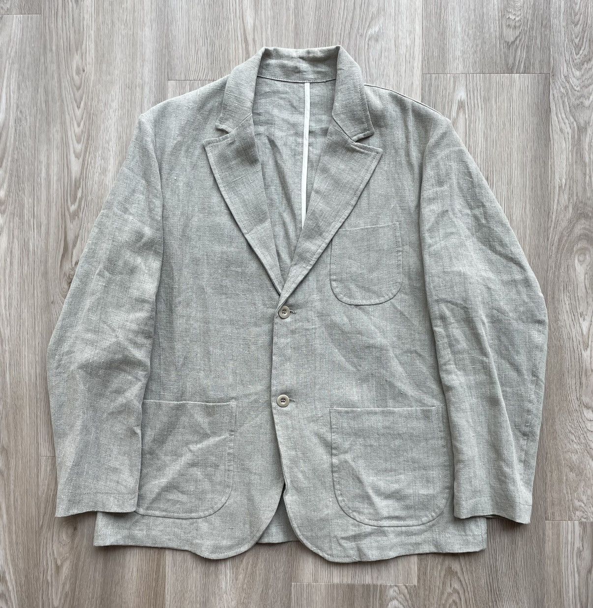 image of East Harbour Surplus Sand Linen Blazer Jacket, Men's (Size Large)