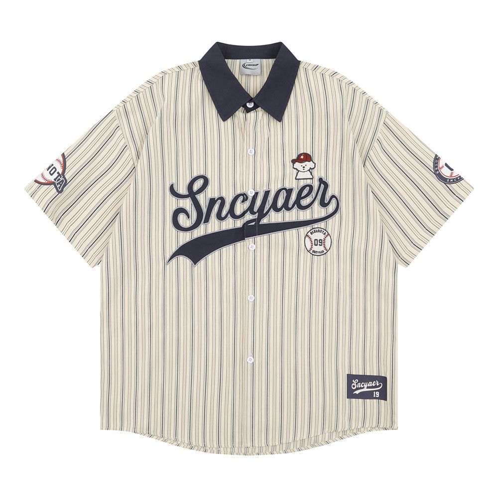 Japanese Brand Men's letter embroidered American-style collared shirt Size US M / EU 48-50 / 2 - 1 Thumbnail