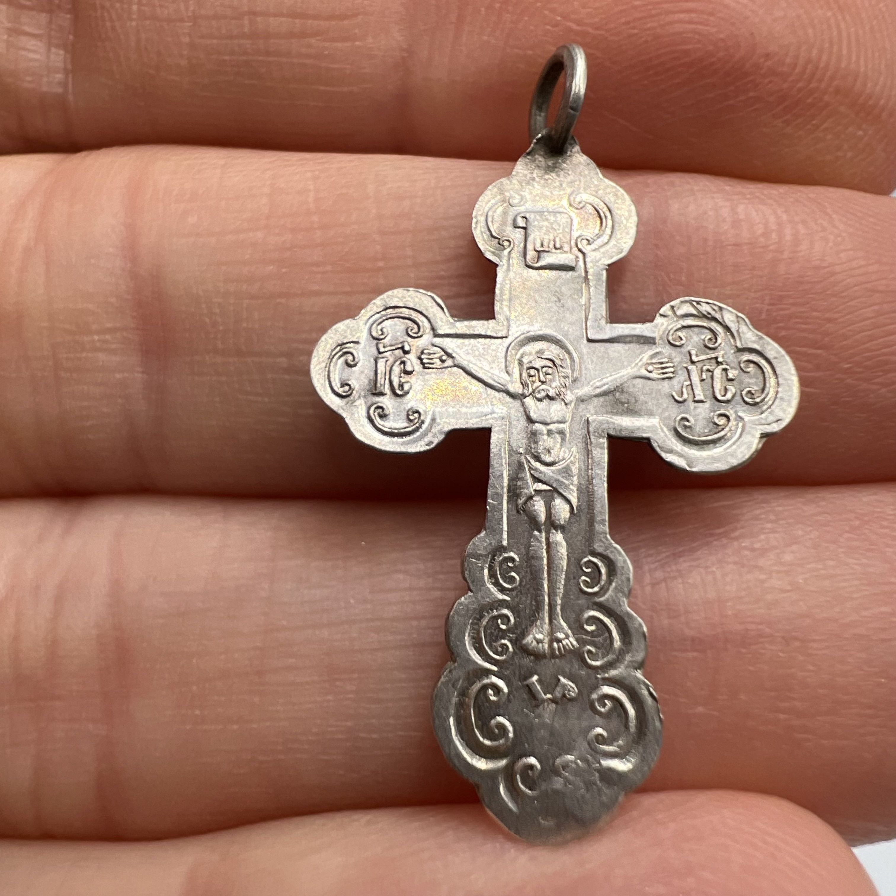 Vintage Vintage Pendant Cross Antique Silver 84 Prayer 0.78g Size ONE SIZE - 1 Thumbnail
