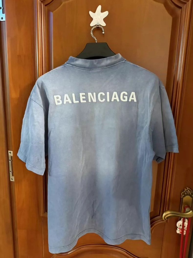 Balenciaga Balenciaga Haze Blue Front and Back Embroidered Logo Short Size US XS / EU 42 / 0 - 2 Thumbnail
