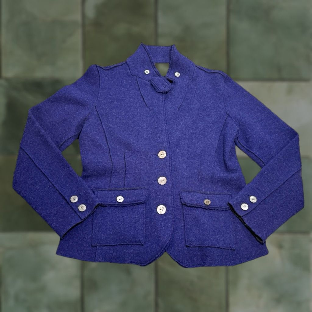 Eileen Fisher Eileen Fisher Felted Merino Doubleknit Shaped Jacket Ultramarine Womens Medium Size M / US 6-8 / IT 42-44 - 1 Thumbnail