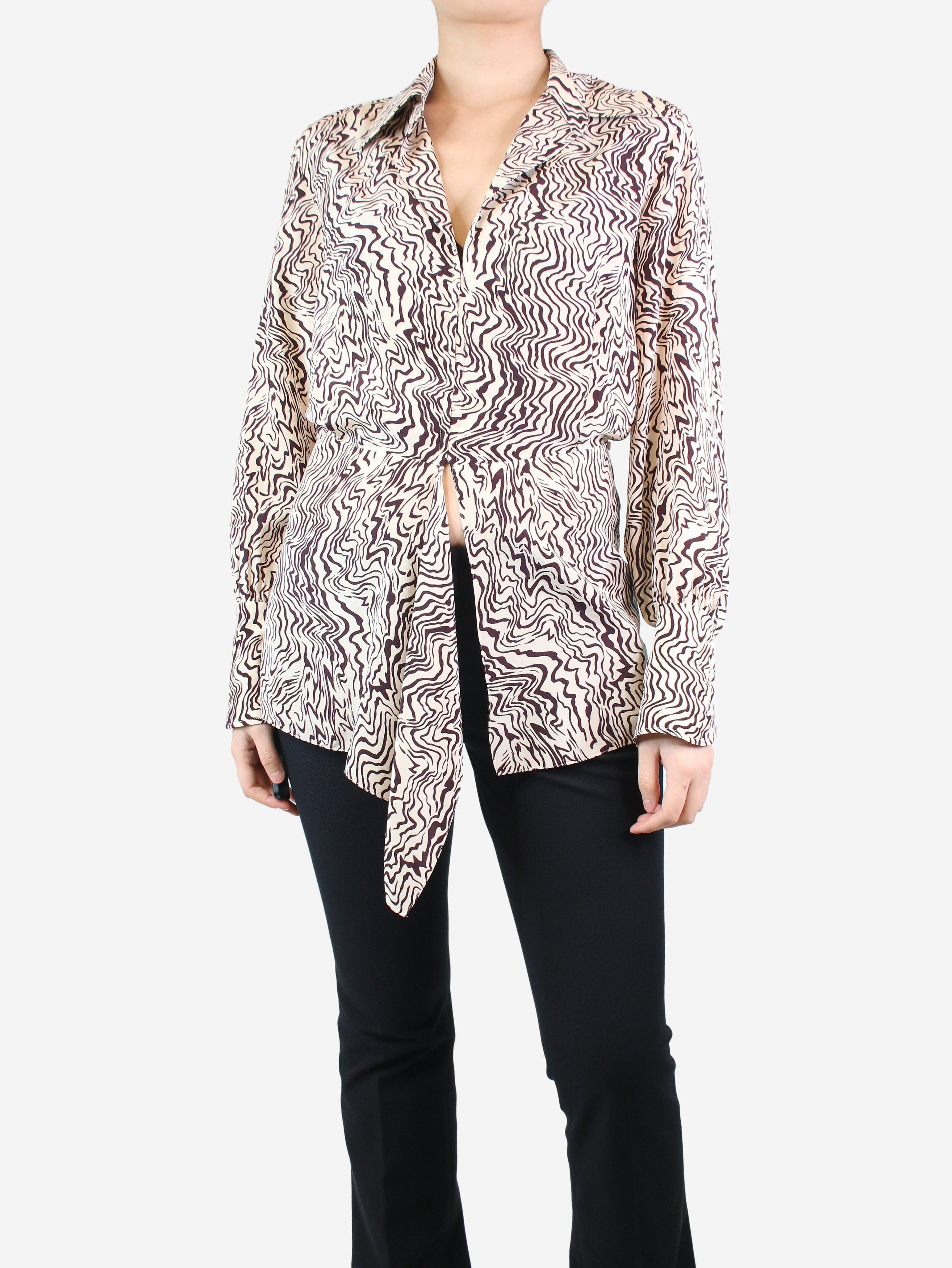 image of Chloe Cream Printed Top - Size Uk 10, Women's