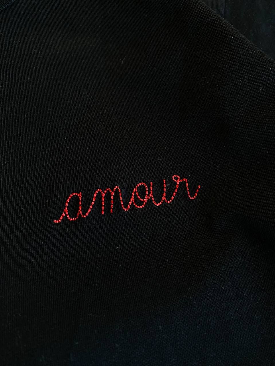 Maison Labiche Maison Labiche Black “Amour” Embroidered Tee Size M / US 6-8 / IT 42-44 - 3 Thumbnail