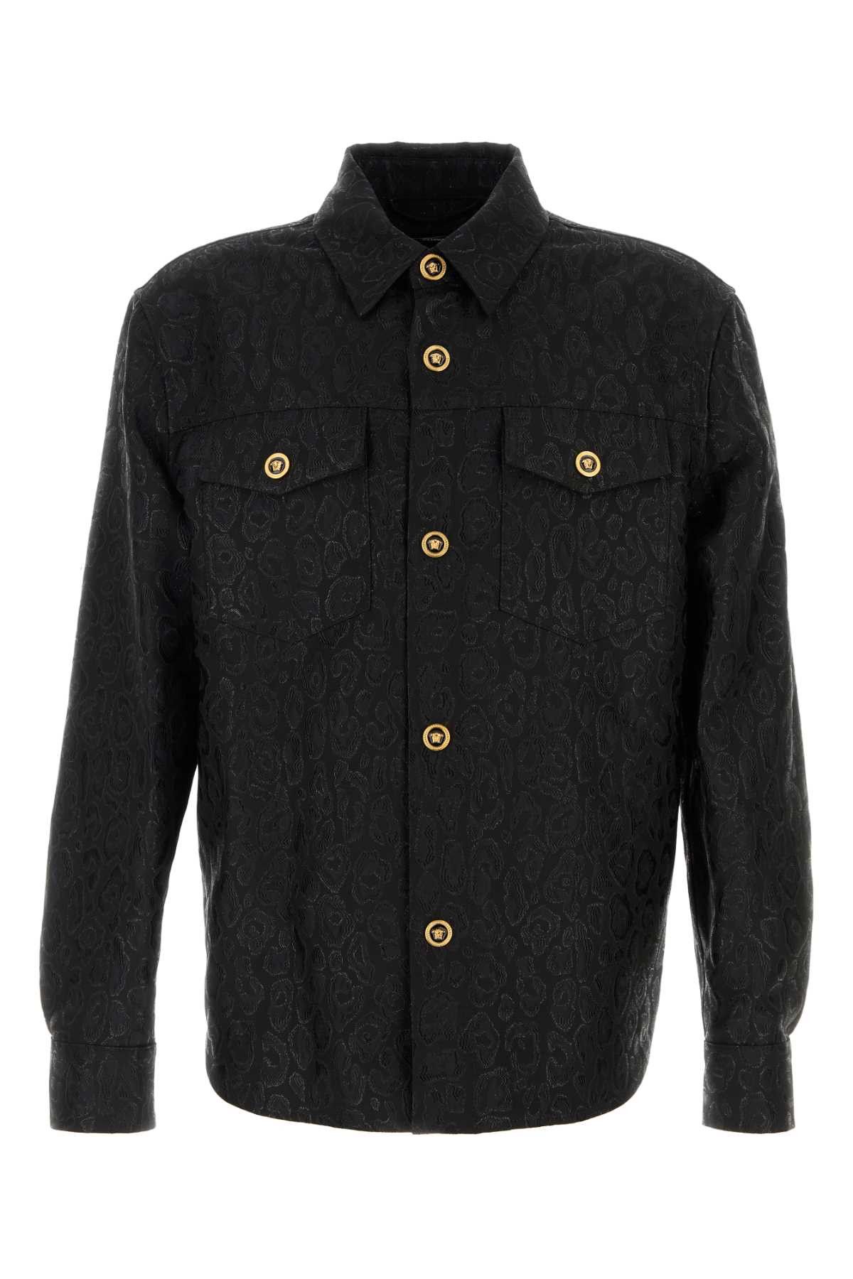 Versace Black Jacquard Shirt Size US L / EU 52-54 / 3 - 1 Thumbnail