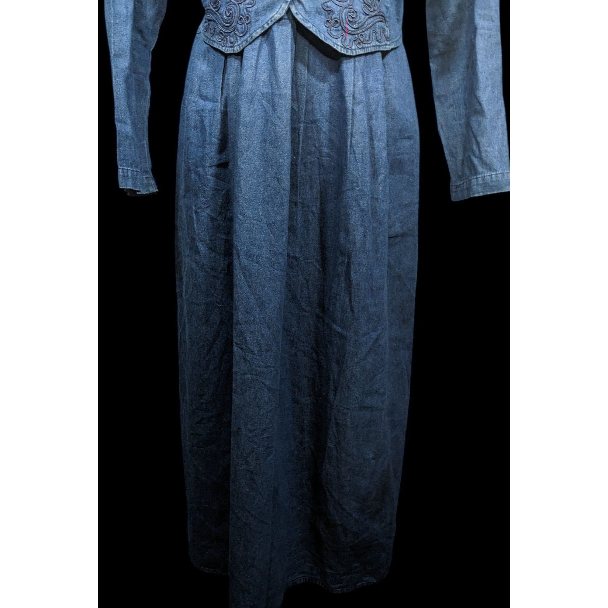 Other Vintage 90s Carol Anderson Denim Maxi Dress With Attached Ve Size XL / US 12-14 / IT 48-50 - 4 Thumbnail