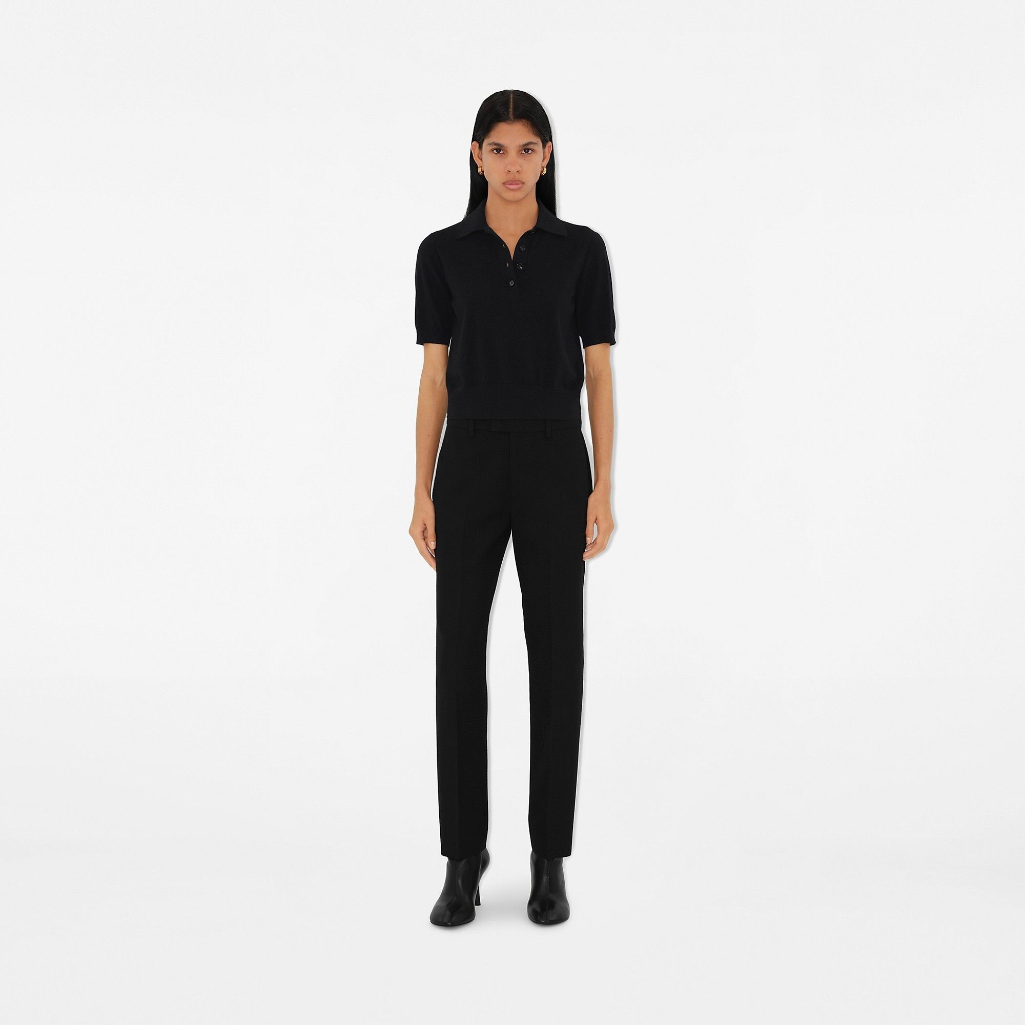 Burberry o1w1db10426 Cotton Blend Polo Shirt in Black Size S / US 4 / IT 40 - 2 Thumbnail