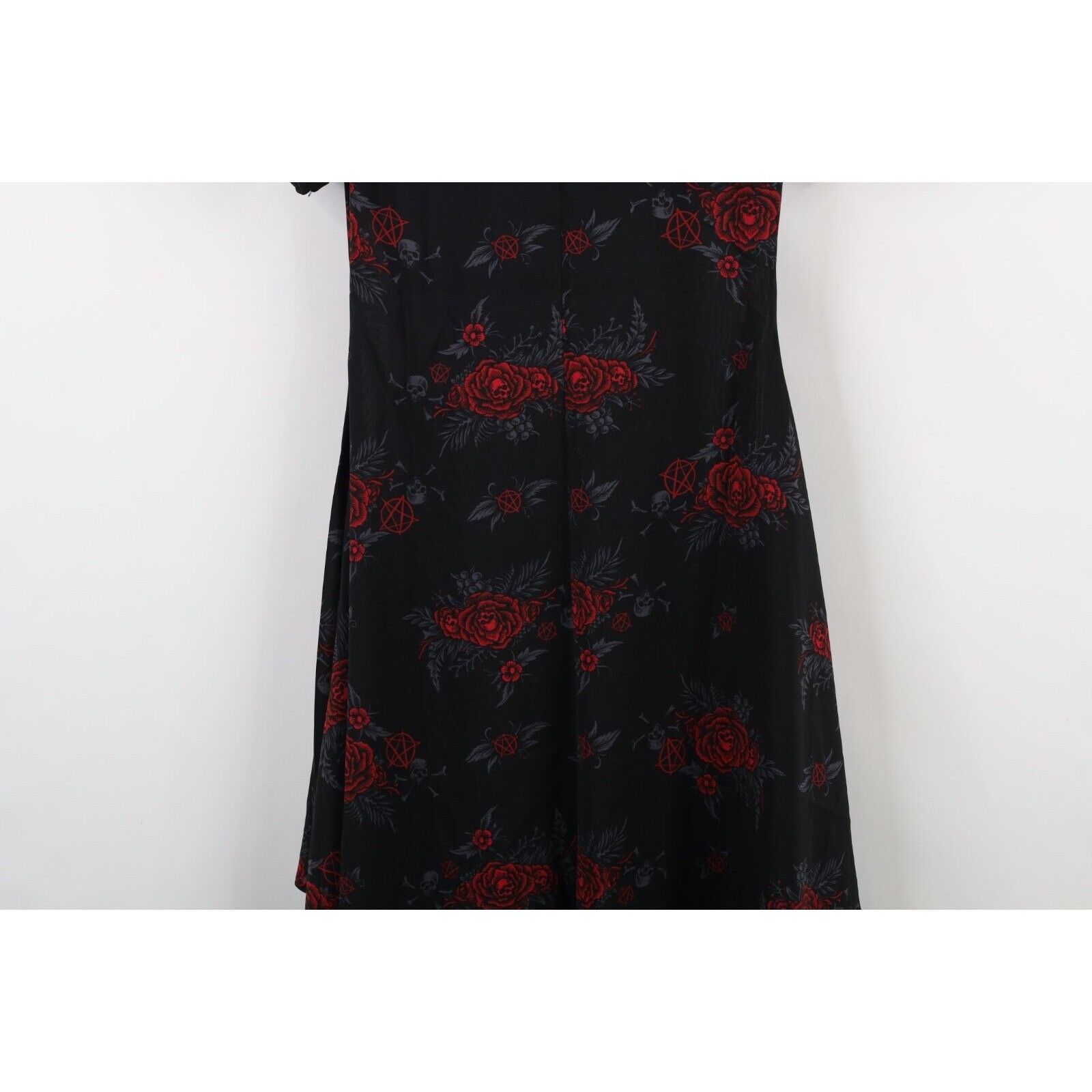 Vintage Vintage Y2K Goth Rockabilly Skull Rose Pentagram Dress Size XS / US 0-2 / IT 36-38 - 12 Thumbnail