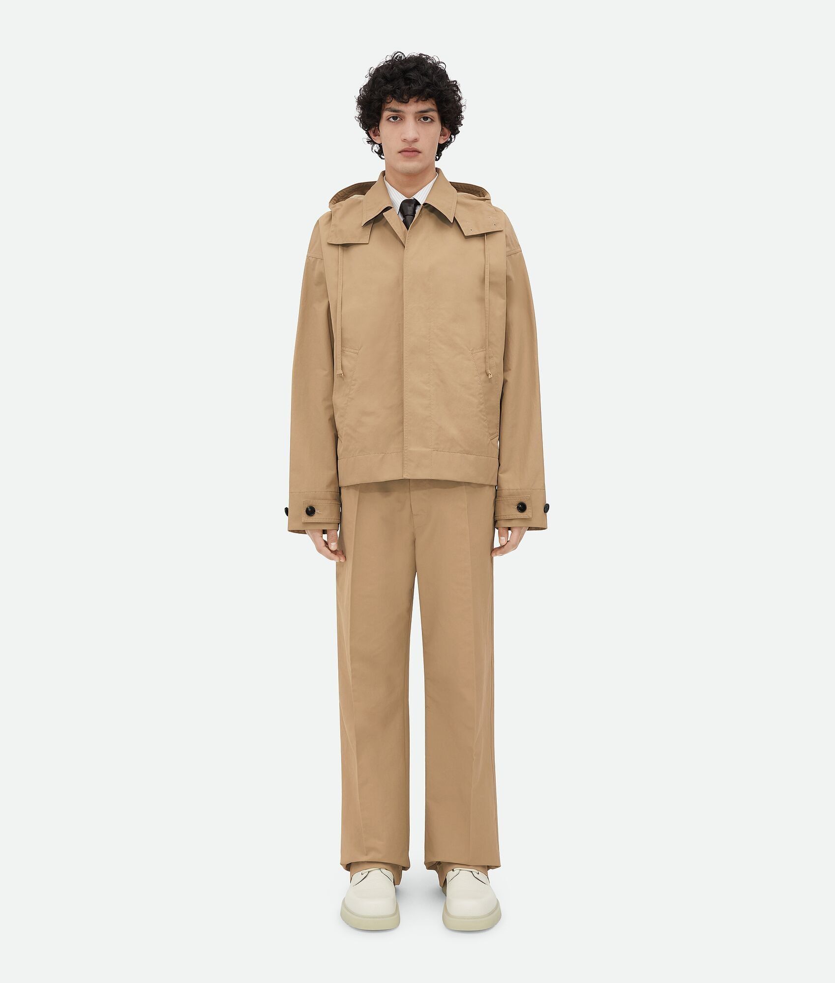 Bottega Veneta o1w1db10825 Tech Cotton Blouson Jacket Desert Taupe/Oatmeal Size US L / EU 52-54 / 3 - 1 Thumbnail