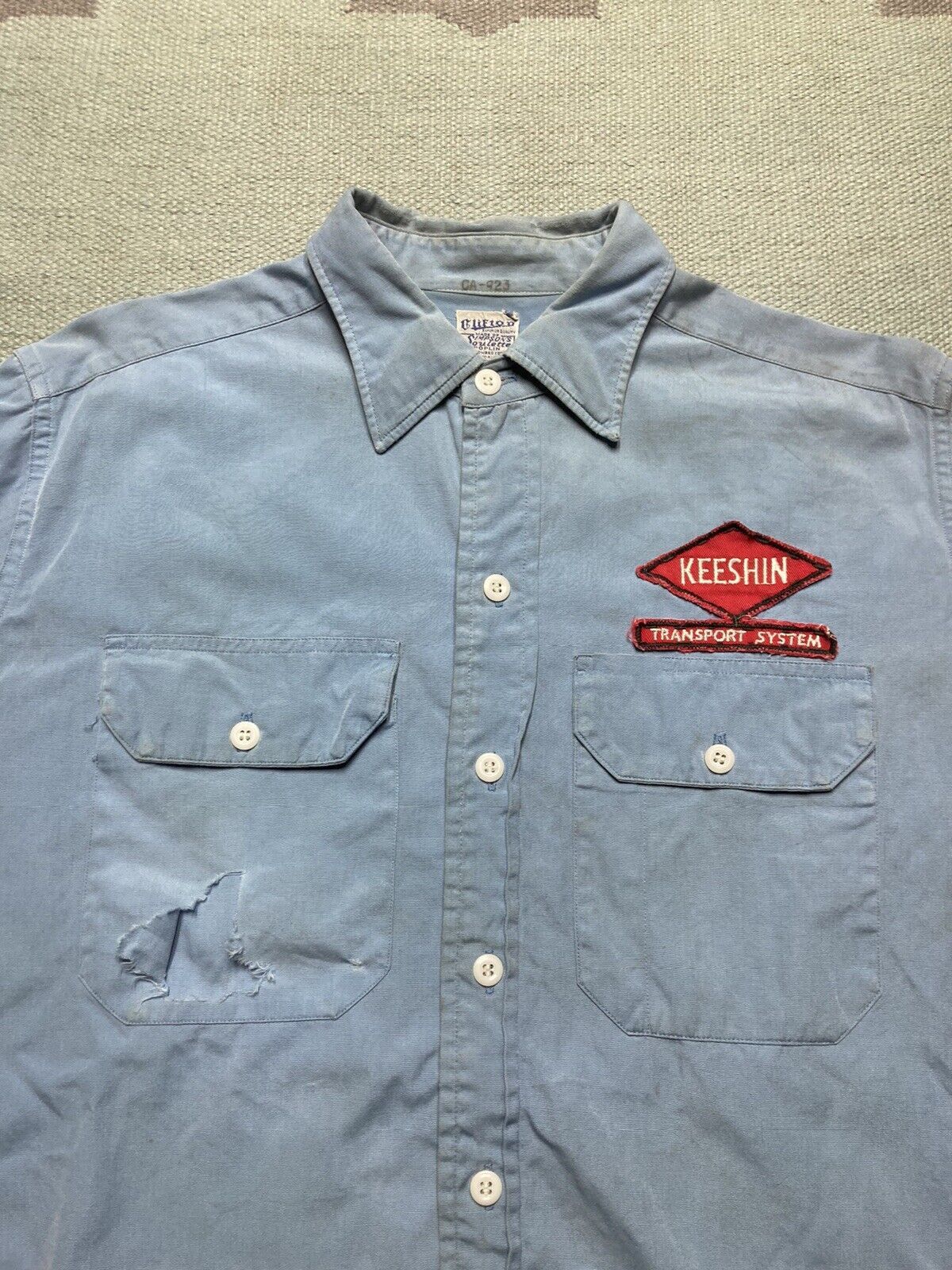 Vintage VTG 1950s work shirt Keeshin transport patch poplin large Size US L / EU 52-54 / 3 - 5 Thumbnail