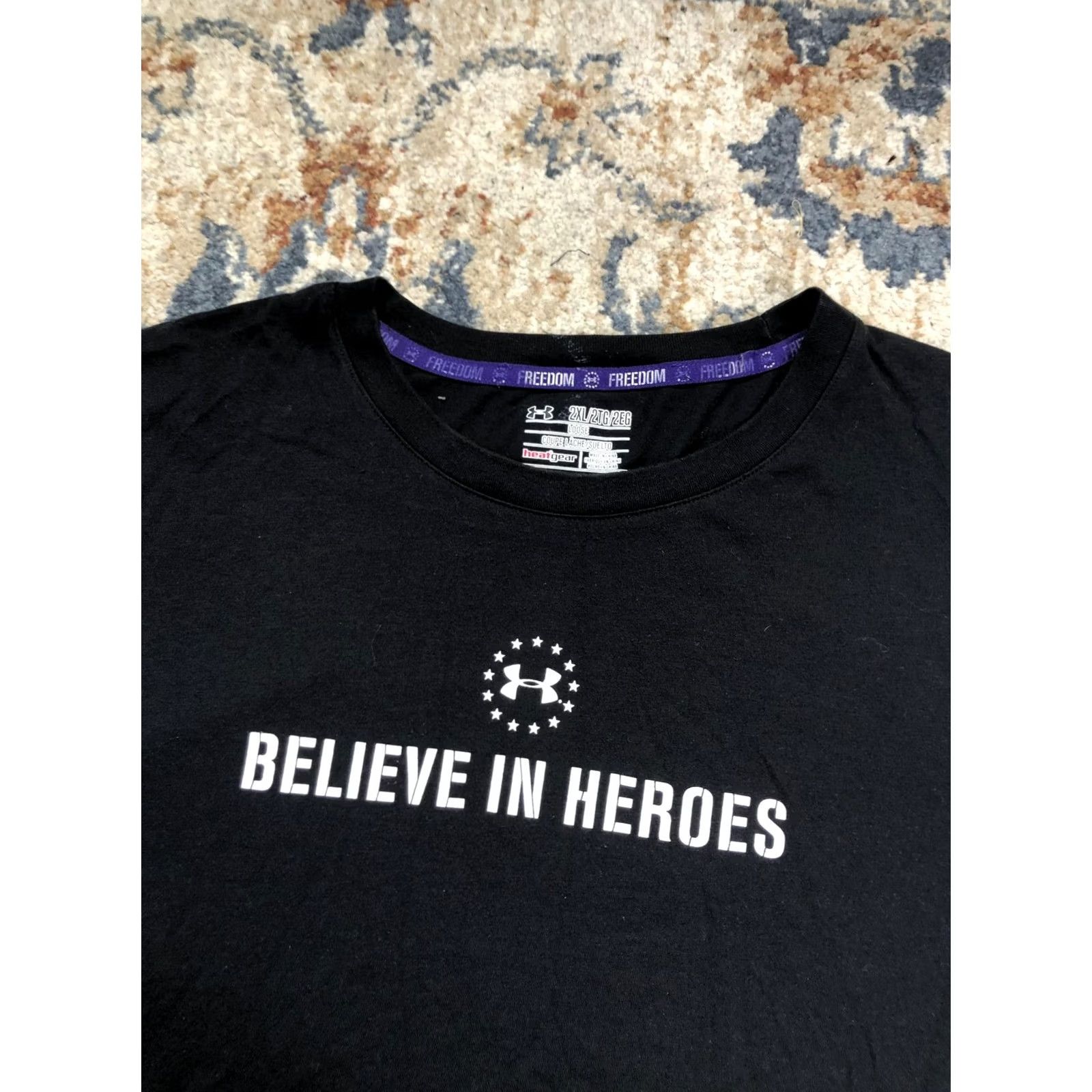 Under Armour Under Armour Shirt Mens 2XL Black BELIEVE IN HEROES Wounded Warrior Project Tee Graphic Print Short Sleeve Crew Neck Loose Fit Summer Size US XXL / EU 58 / 5 - 6 Thumbnail