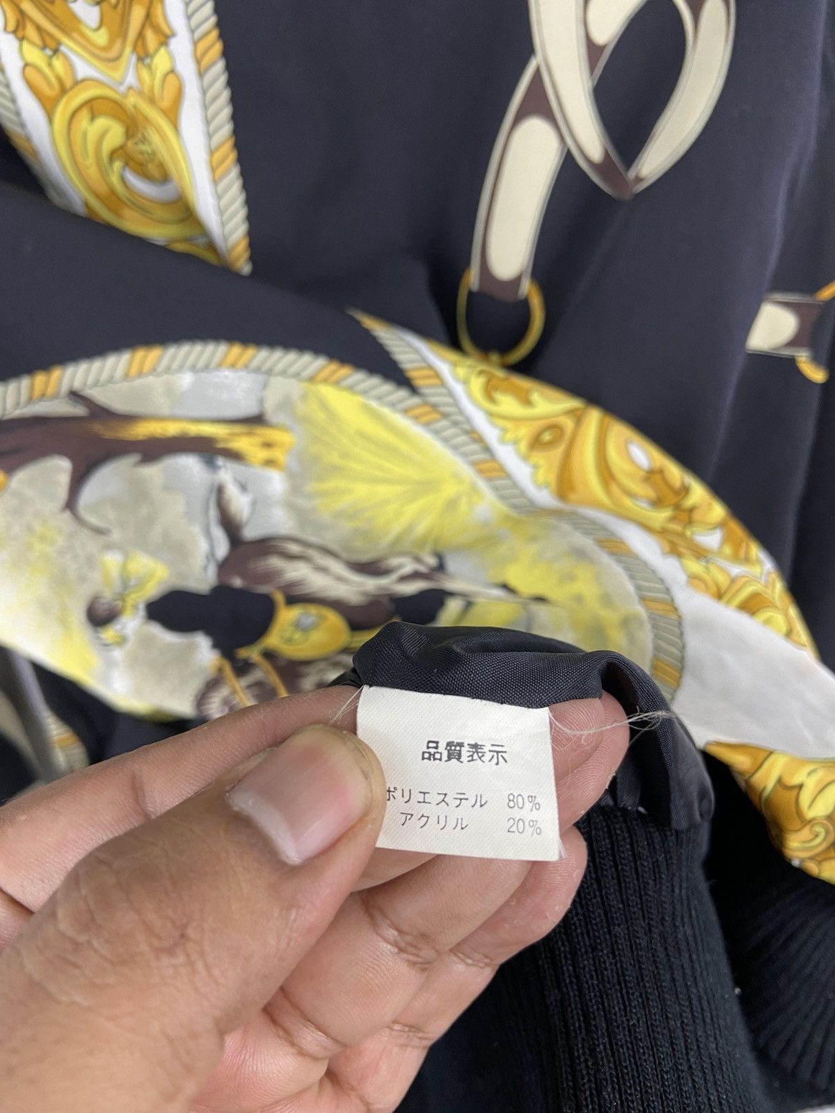Vintage Vintage Baroque Chain Print Bomber Jacket – Black & Gold Size US L / EU 52-54 / 3 - 11 Thumbnail