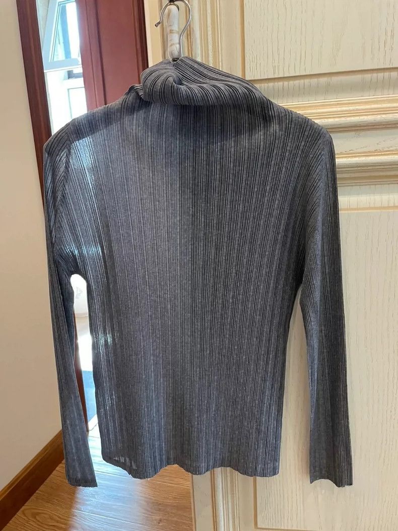 Issey Miyake Issey Miyake size:3 Grey pleated long-sleeved shirt Size M / US 6-8 / IT 42-44 - 3 Thumbnail