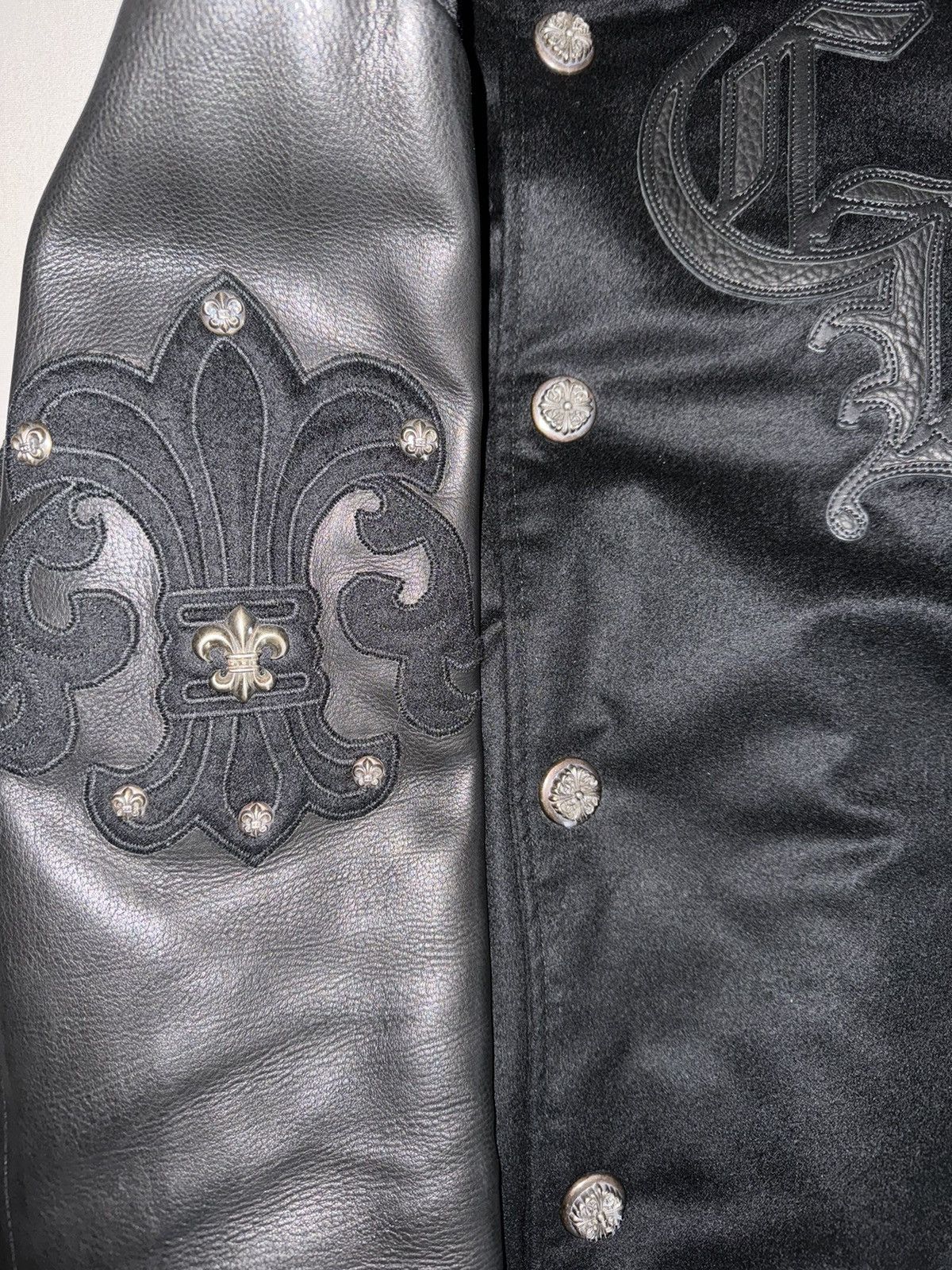 Chrome Hearts CHROME HEARTS LEATHER & CASHMERE COLLEGE JACKET Size US M / EU 48-50 / 2 - 5 Thumbnail