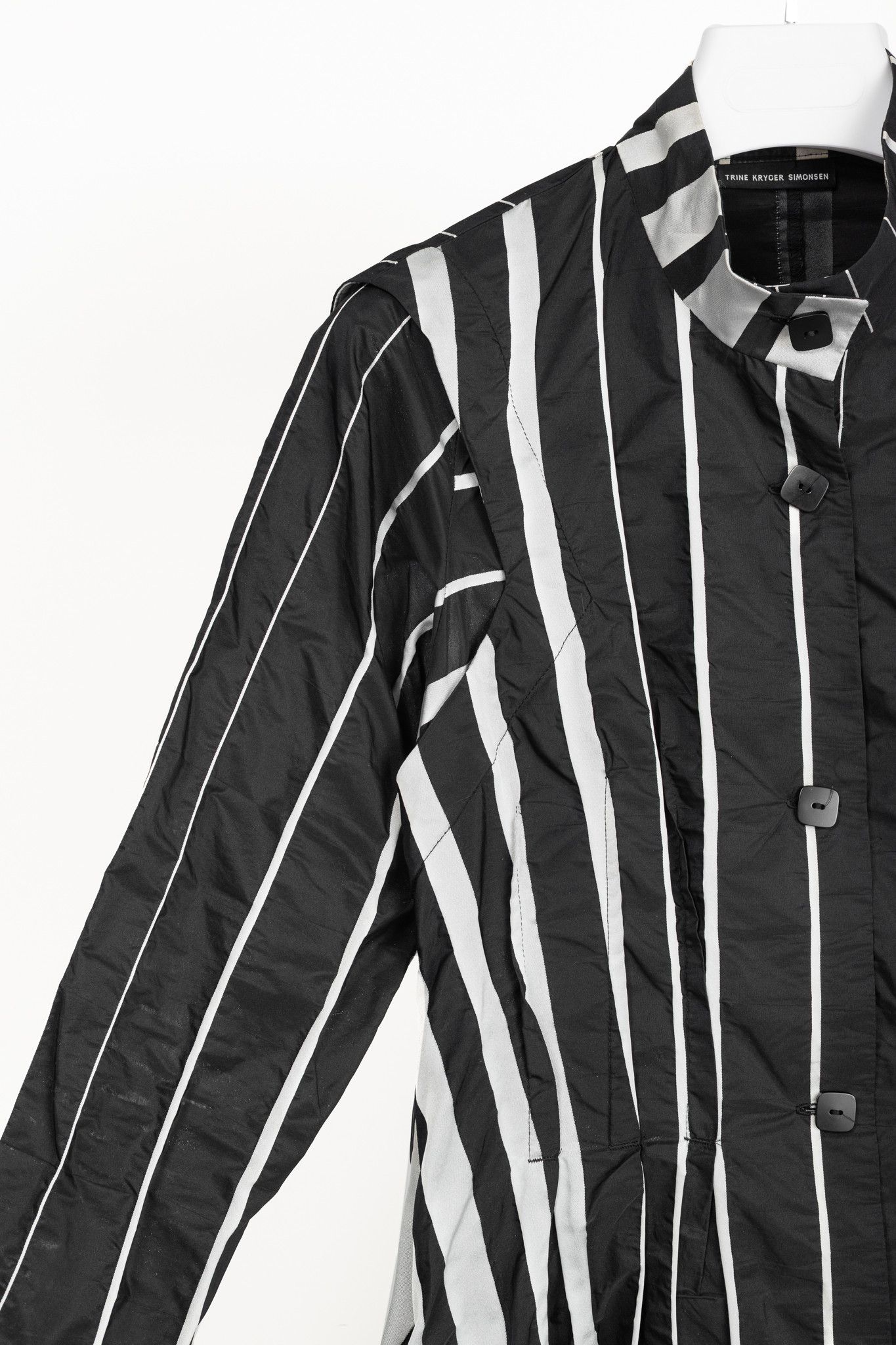 Other Trine Kryger Simonsen Black & Grey Striped-Taffeta Coat Size S / US 4 / IT 40 - 5 Thumbnail