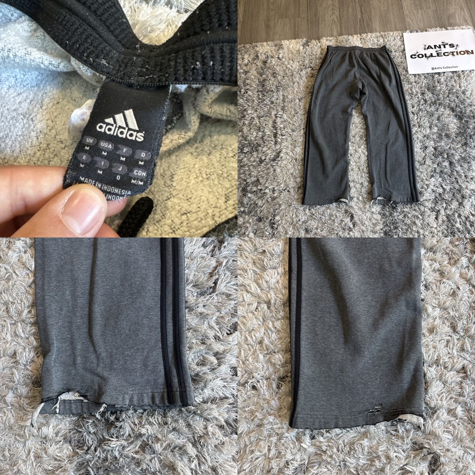 Adidas Adidas Sweatpants Men M Gray Striped Distressed 00’s HTF Thrashed Regular Pants, Activewear, 00s, Distressed, HTF, Gray, M, Adidas Size US 31 - 8 Thumbnail
