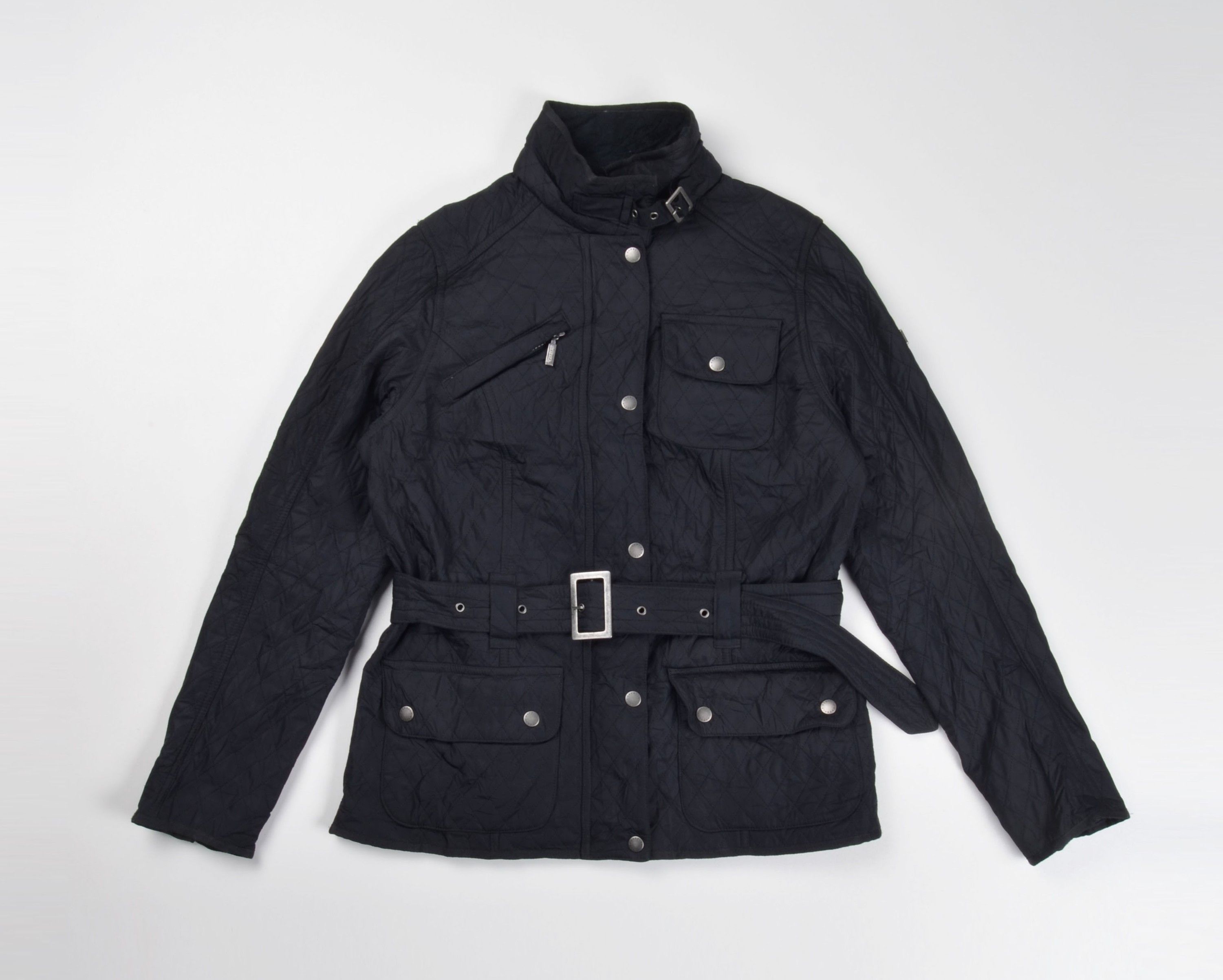 Barbour Barbour Black Belted Lysley Quilted Jacket Size L / US 10 / IT 46 - 4 Thumbnail