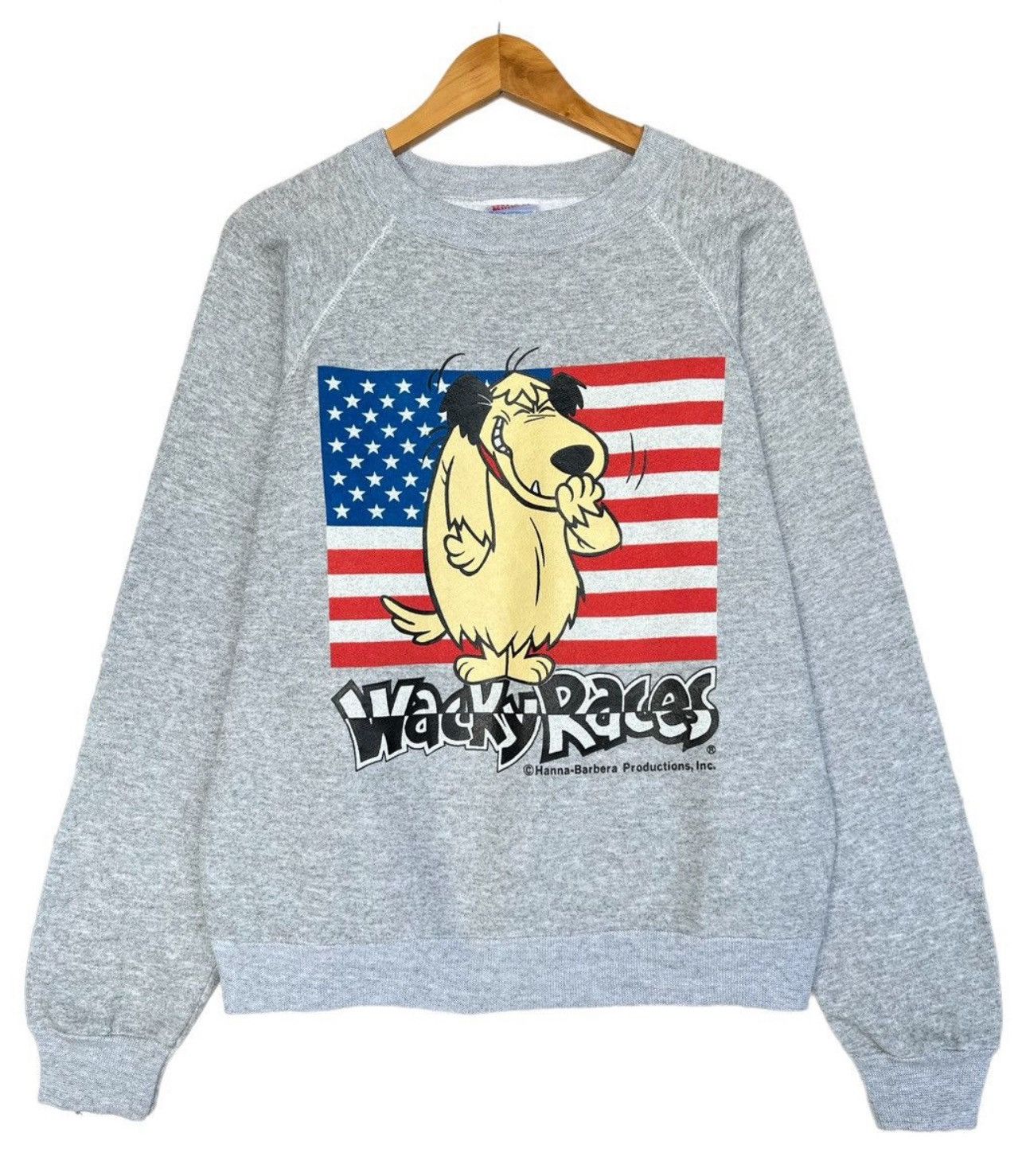 image of Cartoon Network x Nascar Vintage 80's Wacky Races Sweatshirt Hanna Barbera Sweatshirt in Grey (Size
