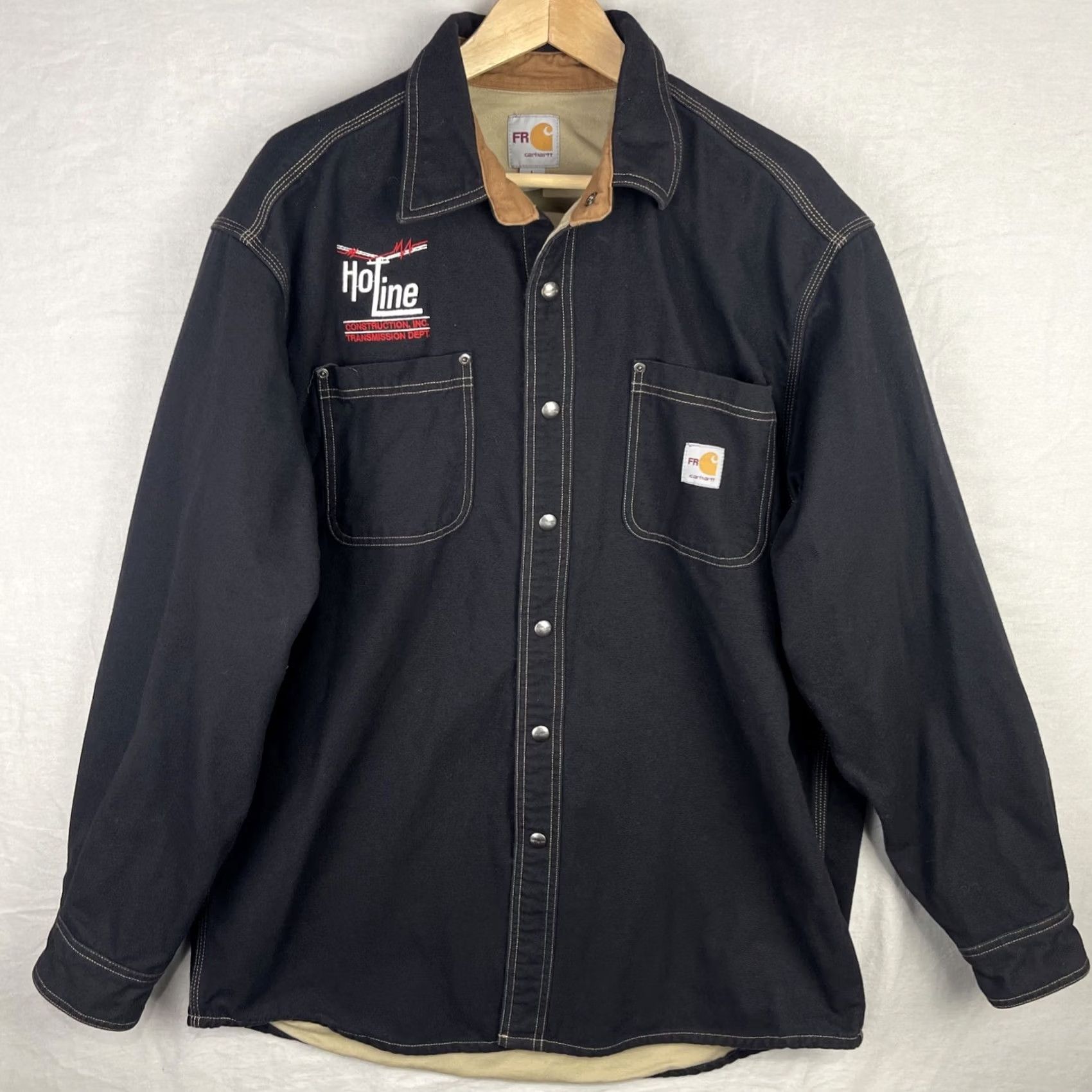 Carhartt VINTAGE Carhartt FR Jacket Mens Large Black Hot Line Flame Resistant Shacket 100432 001 Size US L / EU 52-54 / 3 - 2 Thumbnail