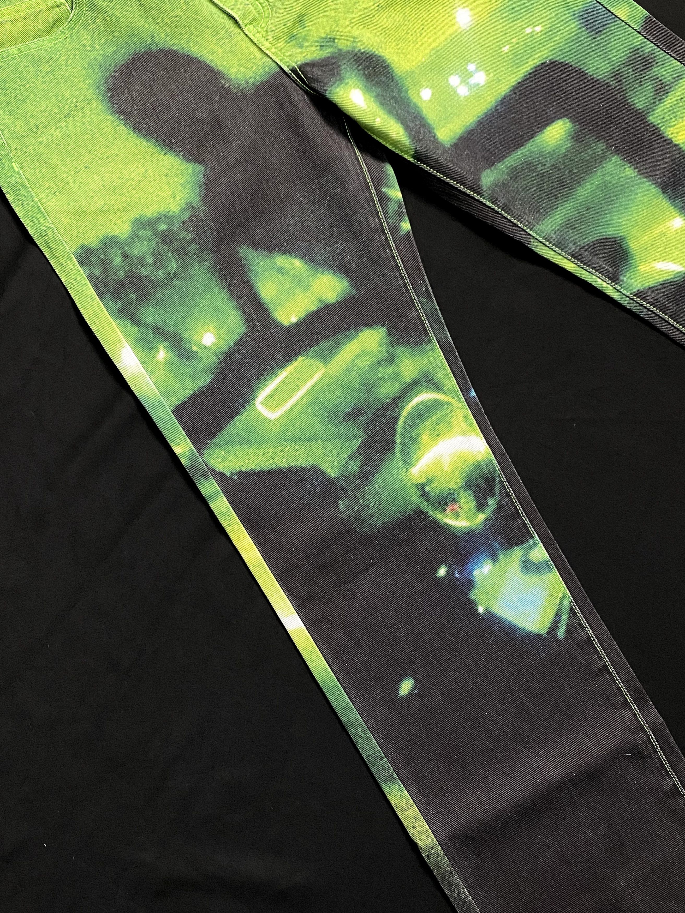 Other Deadstock Wonderful Night Dream Neon Green Print Jeans 30 Size US 30 / EU 46 - 6 Thumbnail