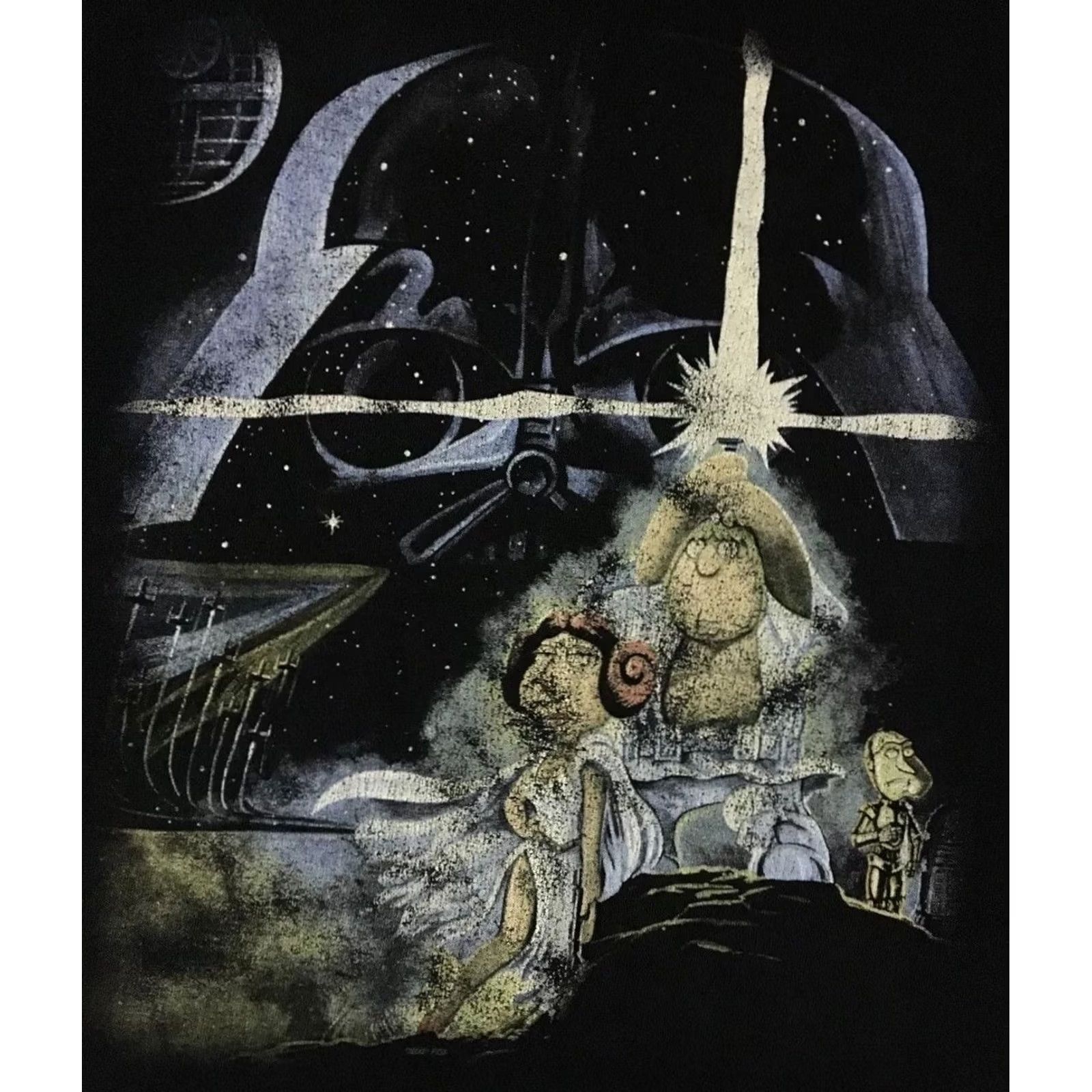 Vintage VINTAGE Family Guy Star Wars Faded Parody Promo Shirt L Mens Black 80s 90s Cartoon Funny Grunge Comedy Central Retro Rock TV Show USA Space Theme Size US L / EU 52-54 / 3 - 2 Thumbnail