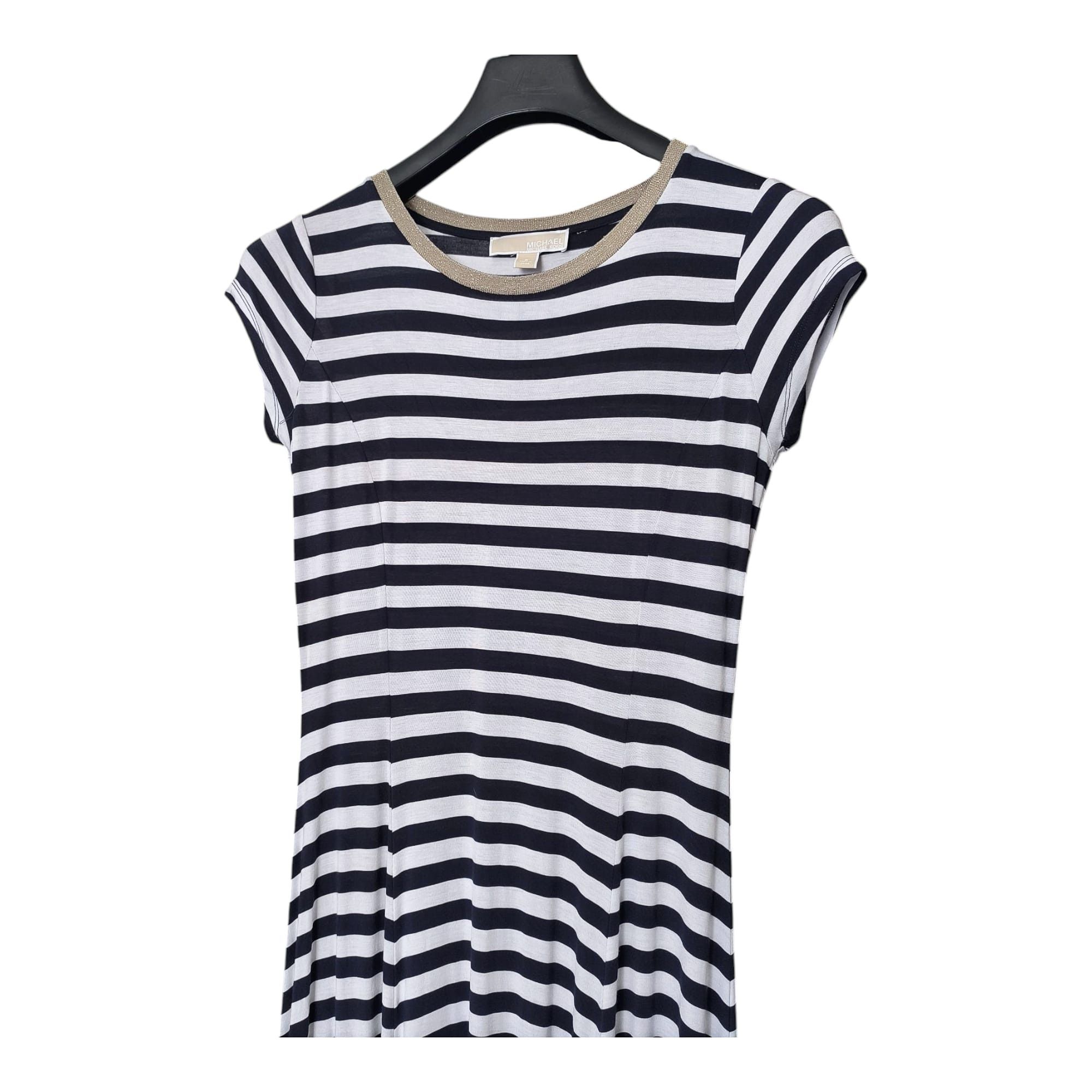 michael kors maxi stripped white/navy dress