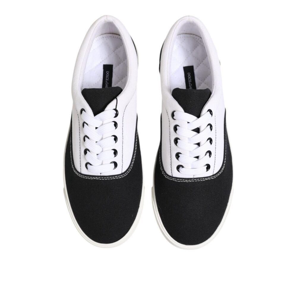 Dolce & Gabbana Dolce & Gabbana Black Cotton Canvas Lace Up Men Sneakers Sho Size US 6 / EU 39 - 3 Thumbnail
