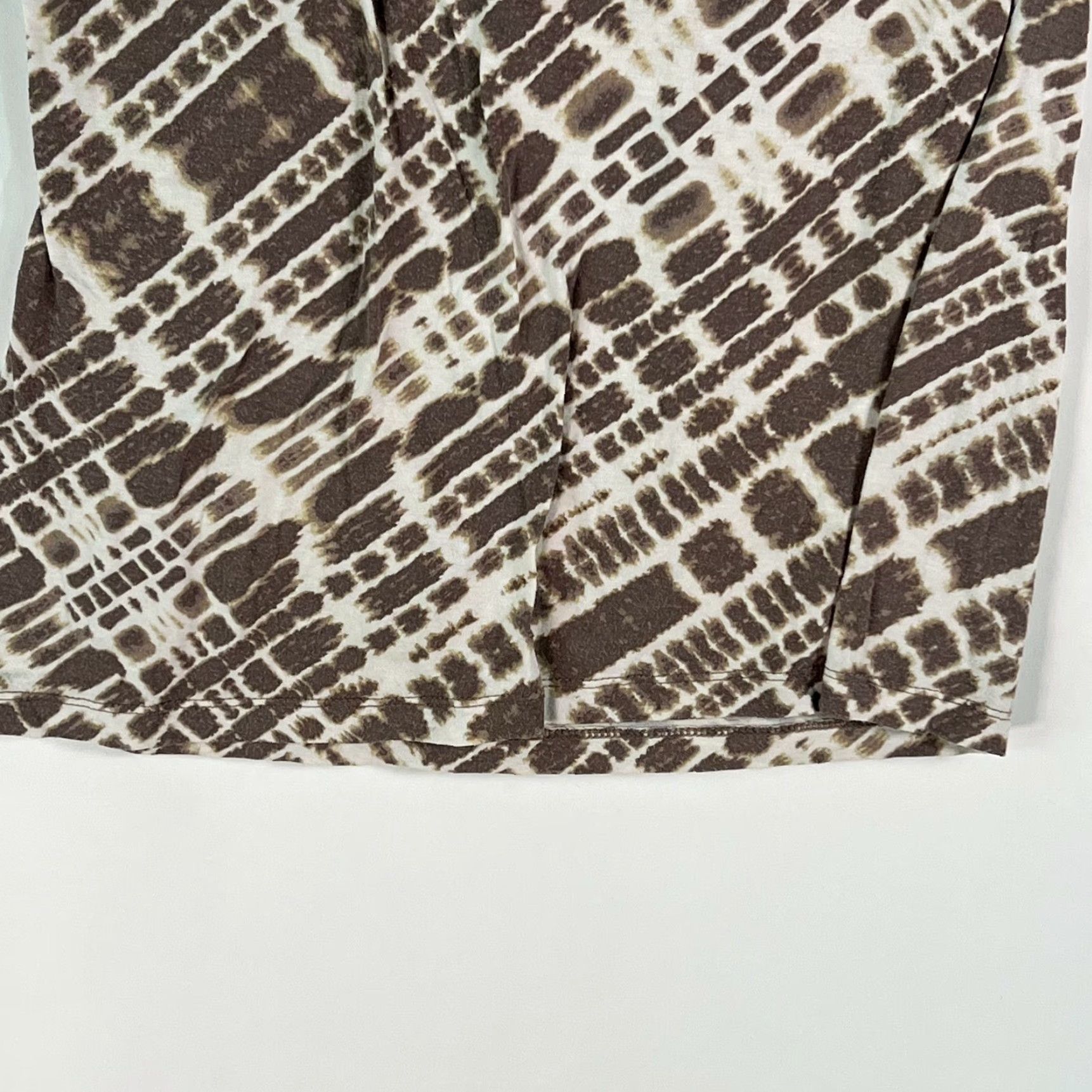Banana Republic BANANA REPUBLIC Womens Cap Sleeve Satin Trim Light Brown T Shirt Top Small Adult Regular 30in Chest Geometric Pattern Size S / US 4 / IT 40 - 4 Thumbnail
