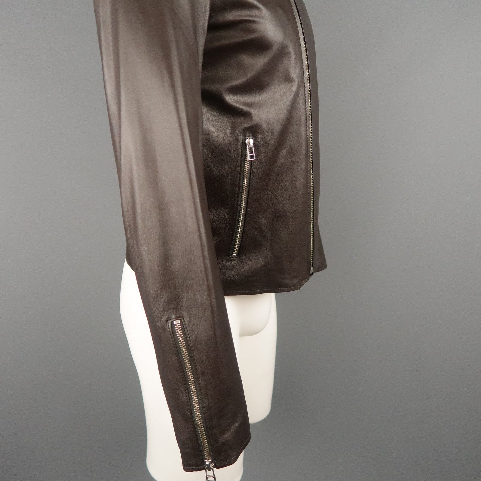 Shipley & Halmos SHIPLEY and HALMOS S Brown Leather Biker Jacket Size US S / EU 44-46 / 1 - 4 Thumbnail