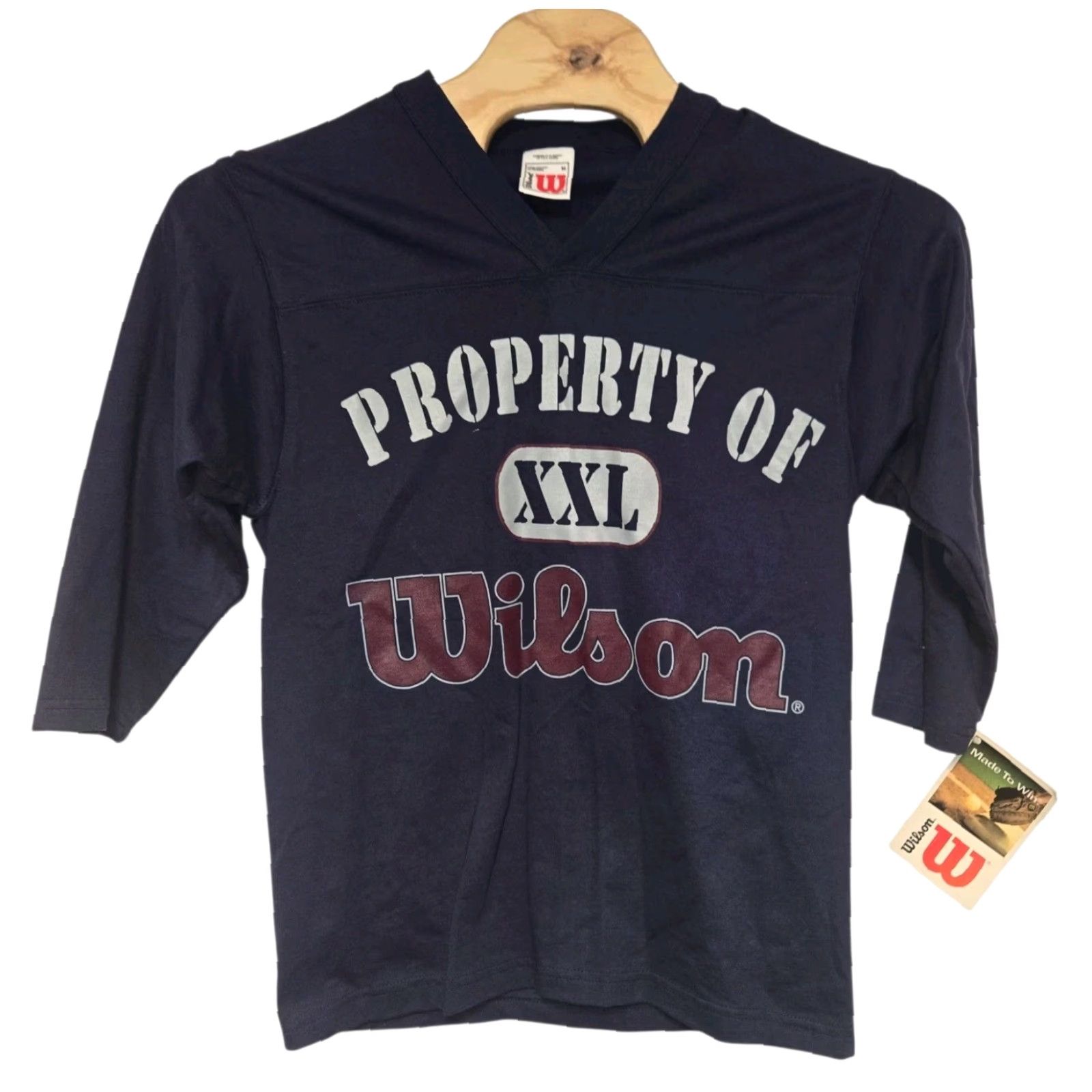 Wilson VINTAGE Property Of Wilson Athletics V Neck Baseball T Shirt Size Medium Blue NWT Size US M / EU 48-50 / 2 - 2 Thumbnail