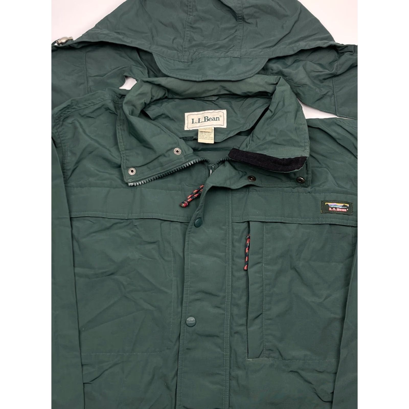 Vintage VTG LL Bean Windbreaker Jacket Green Full Zip Hooded Shell L Mens Large Nylon Outdoor Winter Jacket Size US L / EU 52-54 / 3 - 2 Thumbnail
