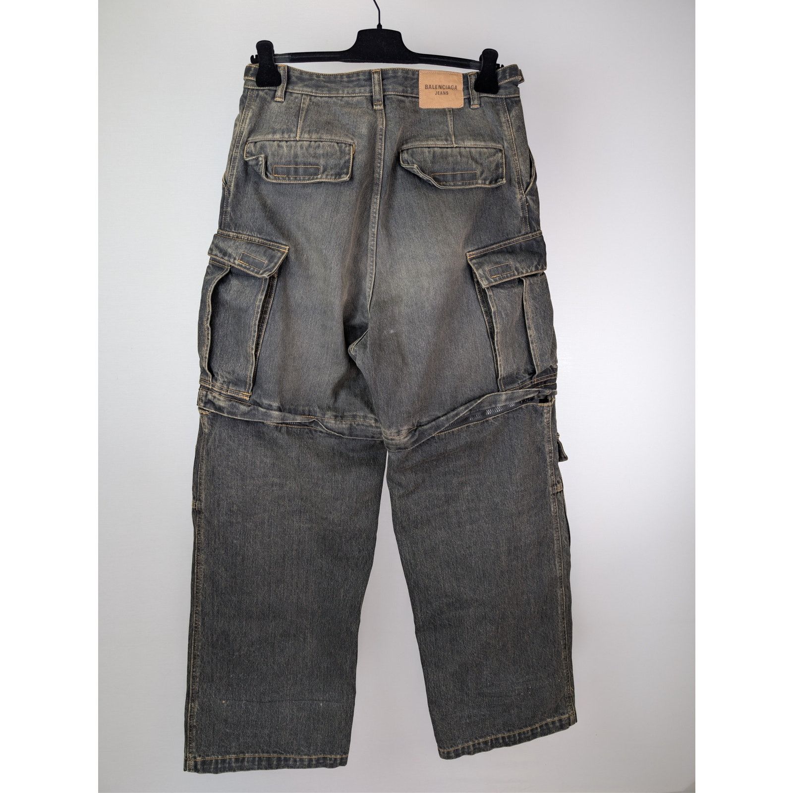 Balenciaga o1rshd1 Cargo Denim Trousers Pants in Washed Black Size US 30 / EU 46 - 11 Thumbnail