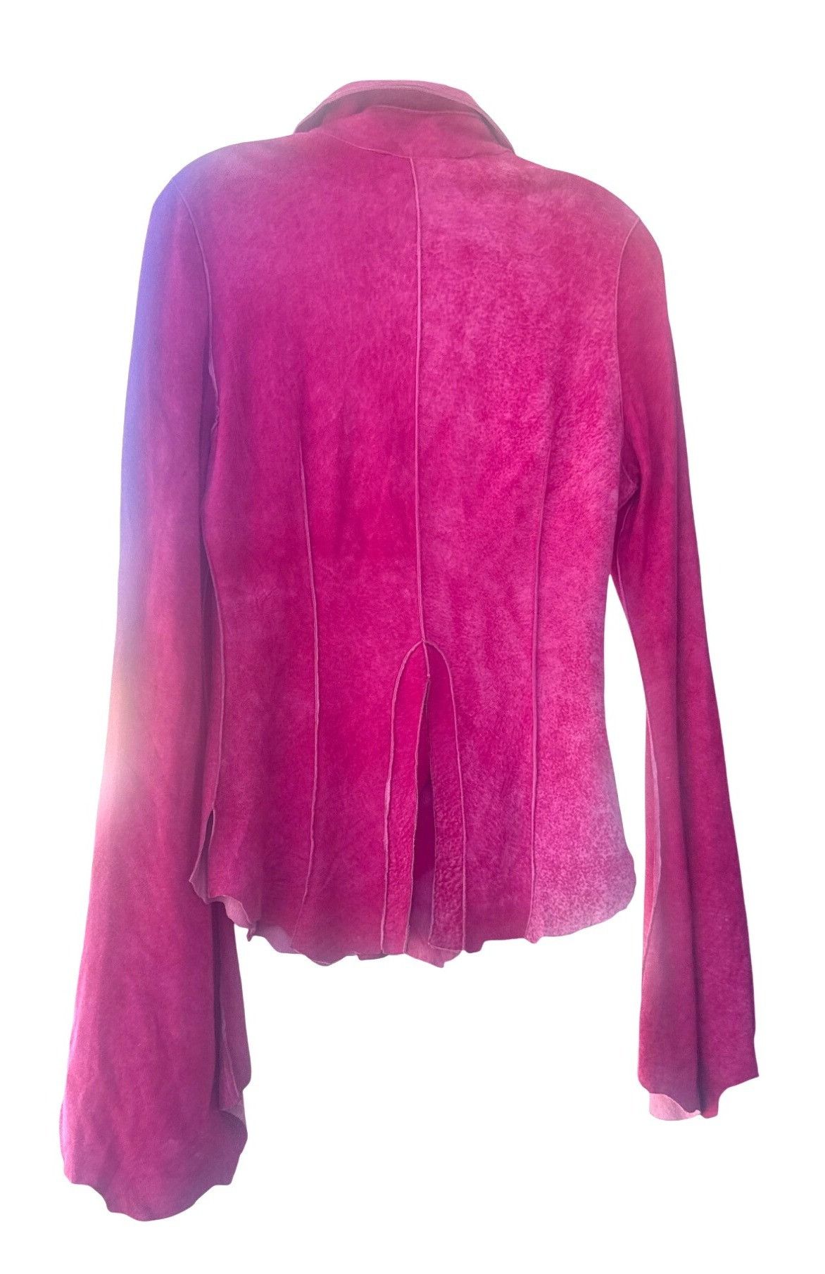Roberto Cavalli Roberto Cavalli Womens Pink Suede Button-Up Shirt Flared Sle Size S / US 4 / IT 40 - 3 Thumbnail