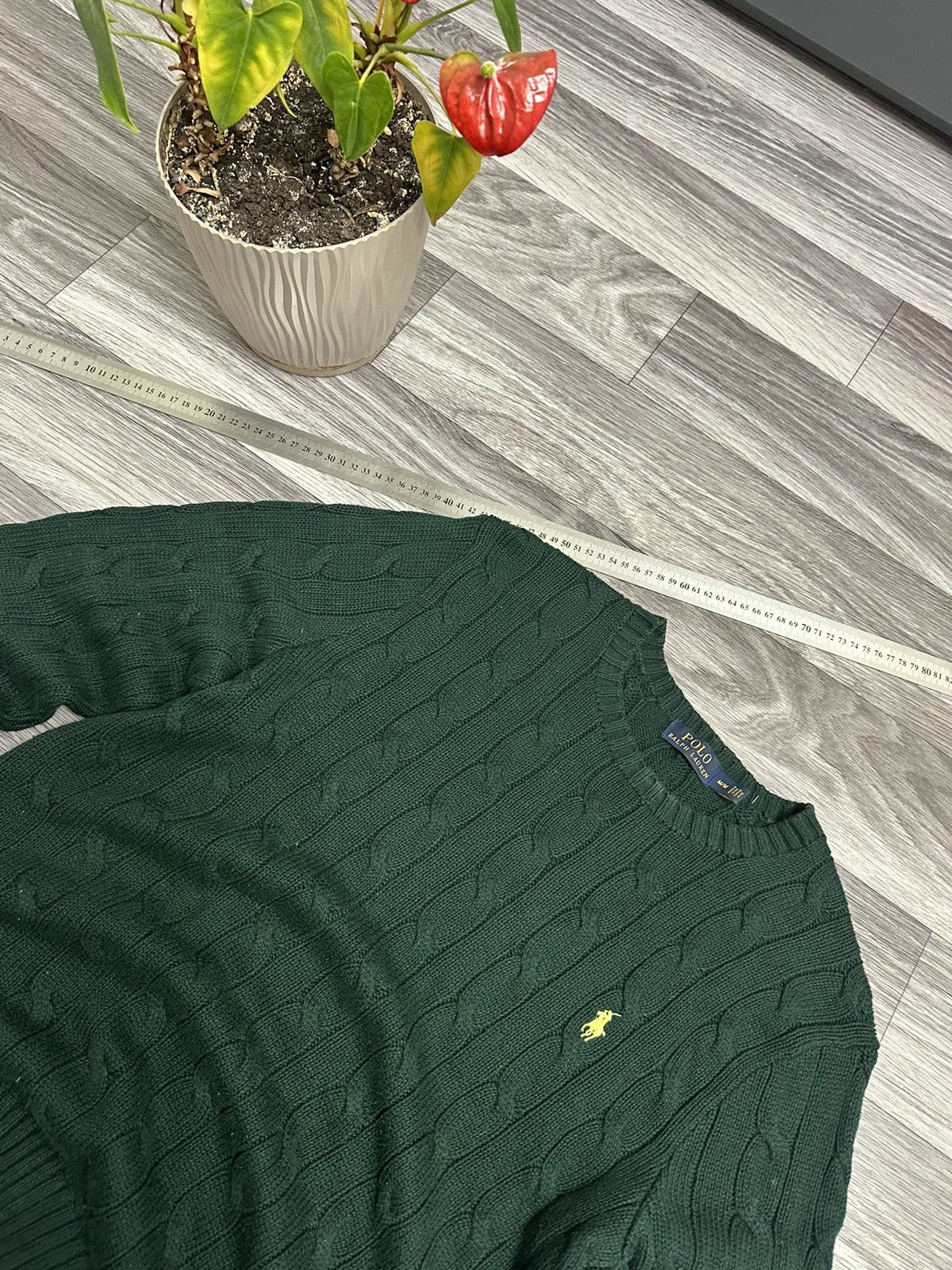 Polo Ralph Lauren RARE Polo Ralph Lauren Green Cable knit Sweater yellow pony Size US M / EU 48-50 / 2 - 4 Thumbnail