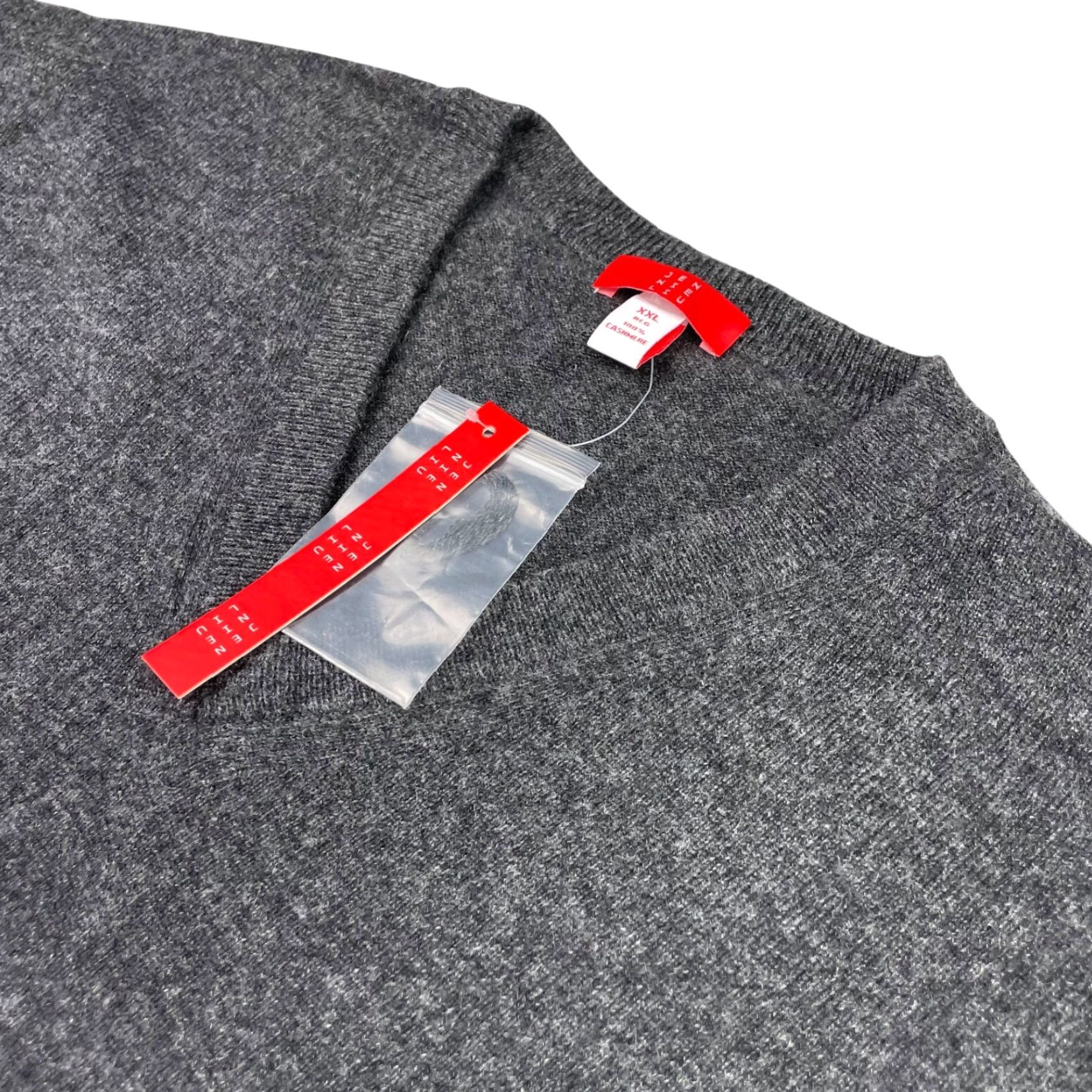 Vintage Jennie Liu Men’s 2XL Cashmere V-Neck Pullover Sweater Gray Pullover Size US XXL / EU 58 / 5 - 2 Thumbnail