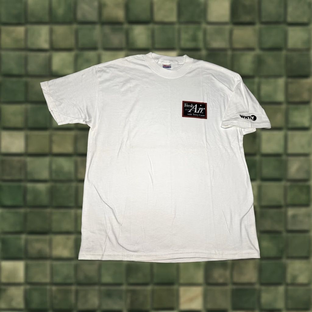 Hanes FRESH AIR NPR T-Shirt WHYY 90s Vintage Terry Gross WHYY Talk Radio News Unisex Adults XL White Cotton Hanes Graphic Print Short Sleeve Round Neck Reg Size US XL / EU 56 / 4 - 1 Thumbnail