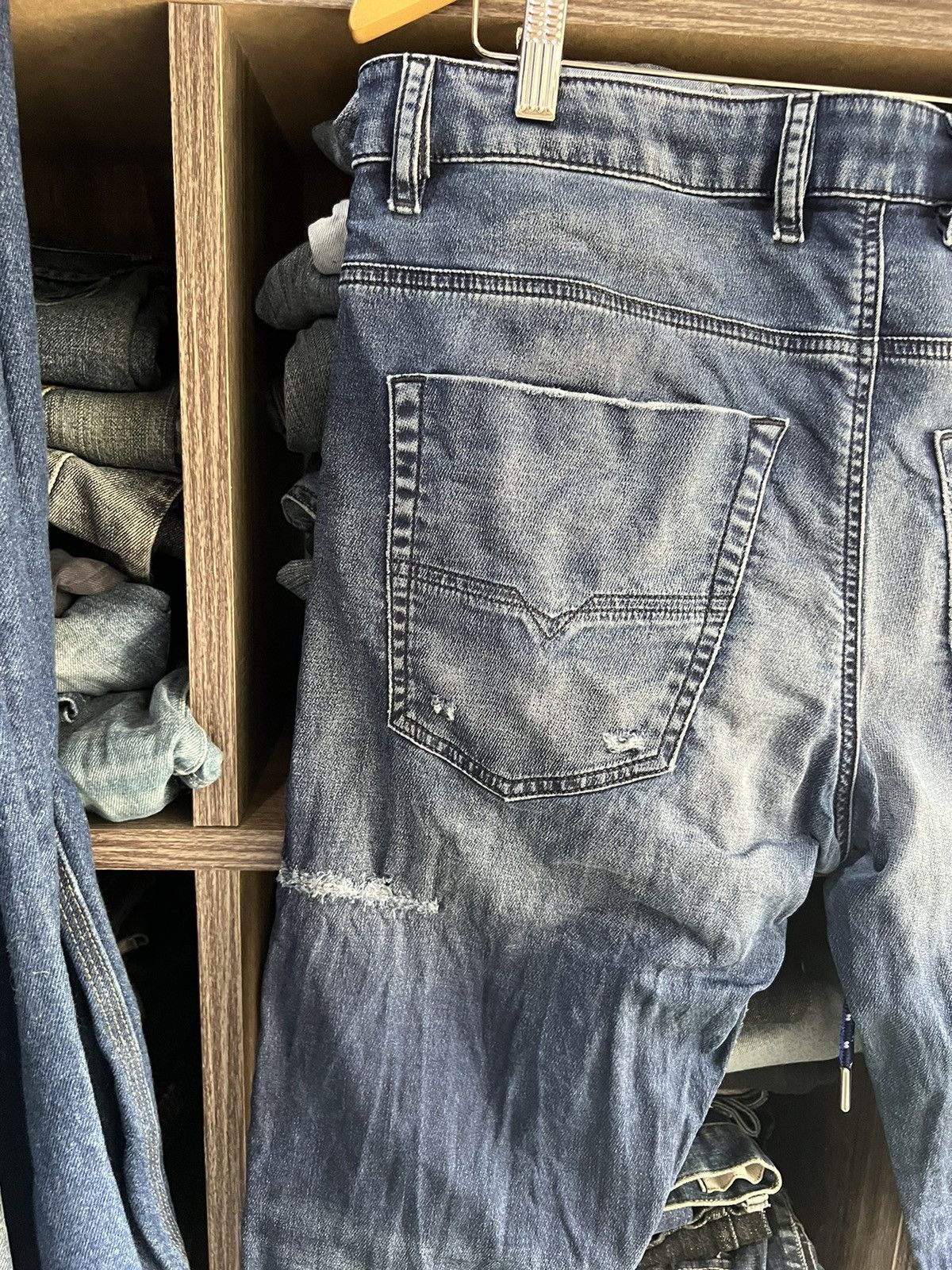 Diesel 🔥Vintage Diesel Stretchable Distressed Denim Sweatpants Size US 36 / EU 52 - 14 Thumbnail