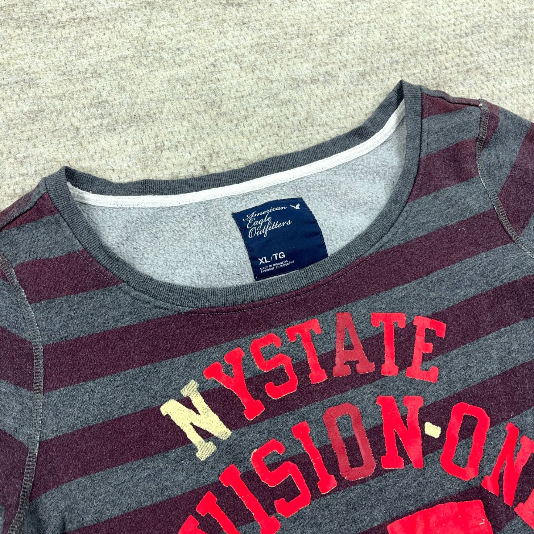 American Eagle Outfitters VINTAGE American Eagle Outfitters Sweatshirt Women XL Purple Striped Rugby Scoop Neck Size XL / US 12-14 / IT 48-50 - 6 Thumbnail