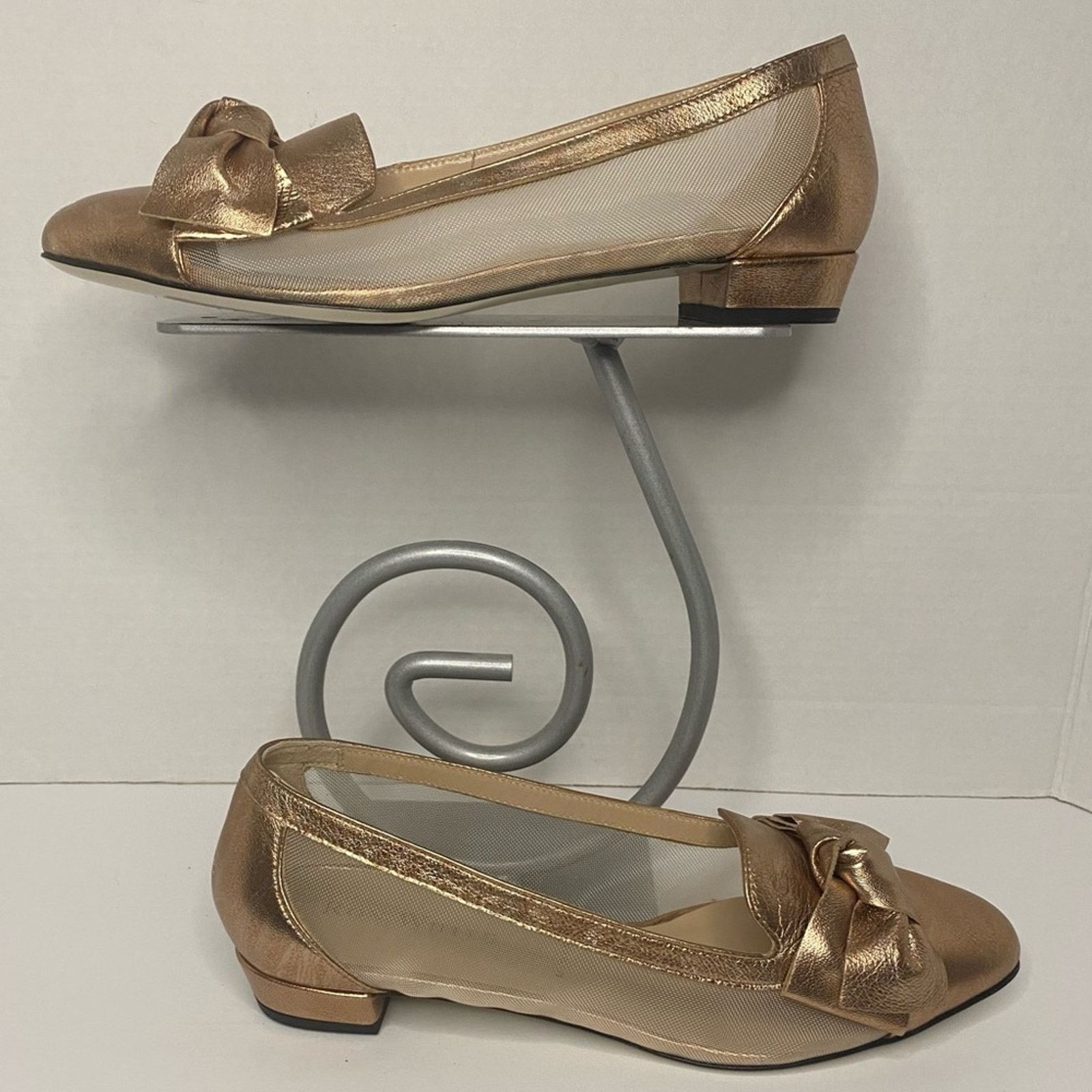 Ron White Ron White Rose gold flat with mesh sides and bow Size US 7 / IT 37 - 4 Thumbnail