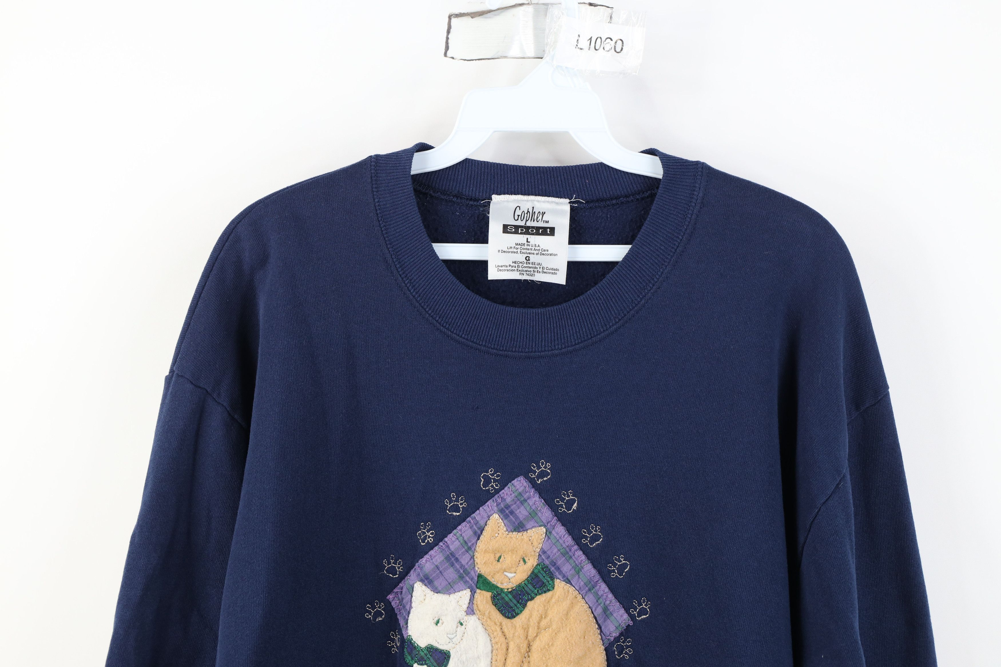 Vintage Vintage 90s Streetwear Cat Kitten Crewneck Sweatshirt USA Size L / US 10 / IT 46 - 2 Thumbnail