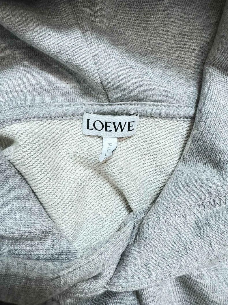 Loewe LOEWE Gray leather card pattern lettered logo hooded sweat Size XXS / US 00 / IT 34 - 4 Thumbnail