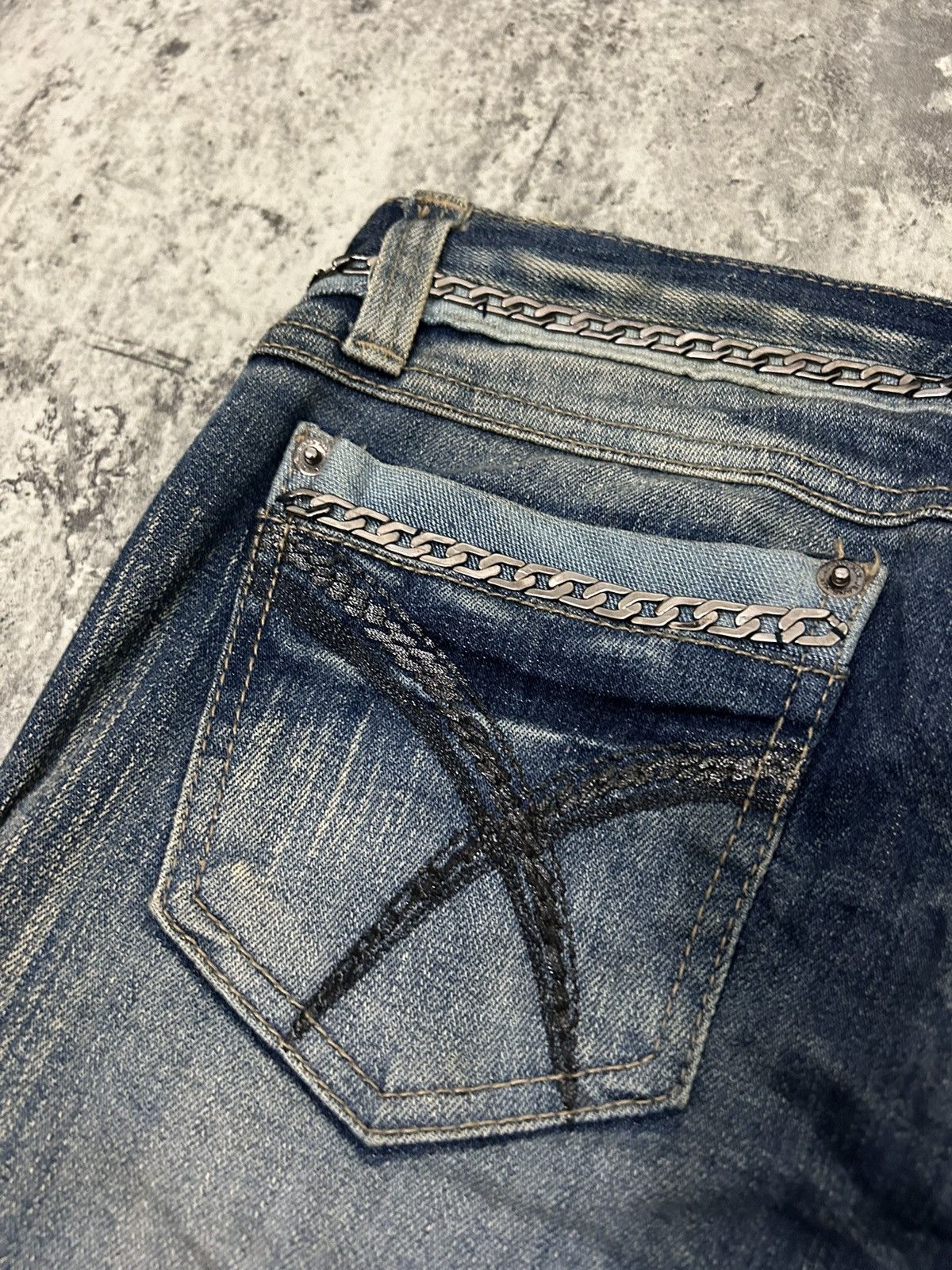 If Six Was Nine × Japanese Brand × Le Grande Bleu (L.G.B.) XIX Denim Chain Boot Cut Mudwash Pants Size US 28 / EU 44 - 10 Thumbnail