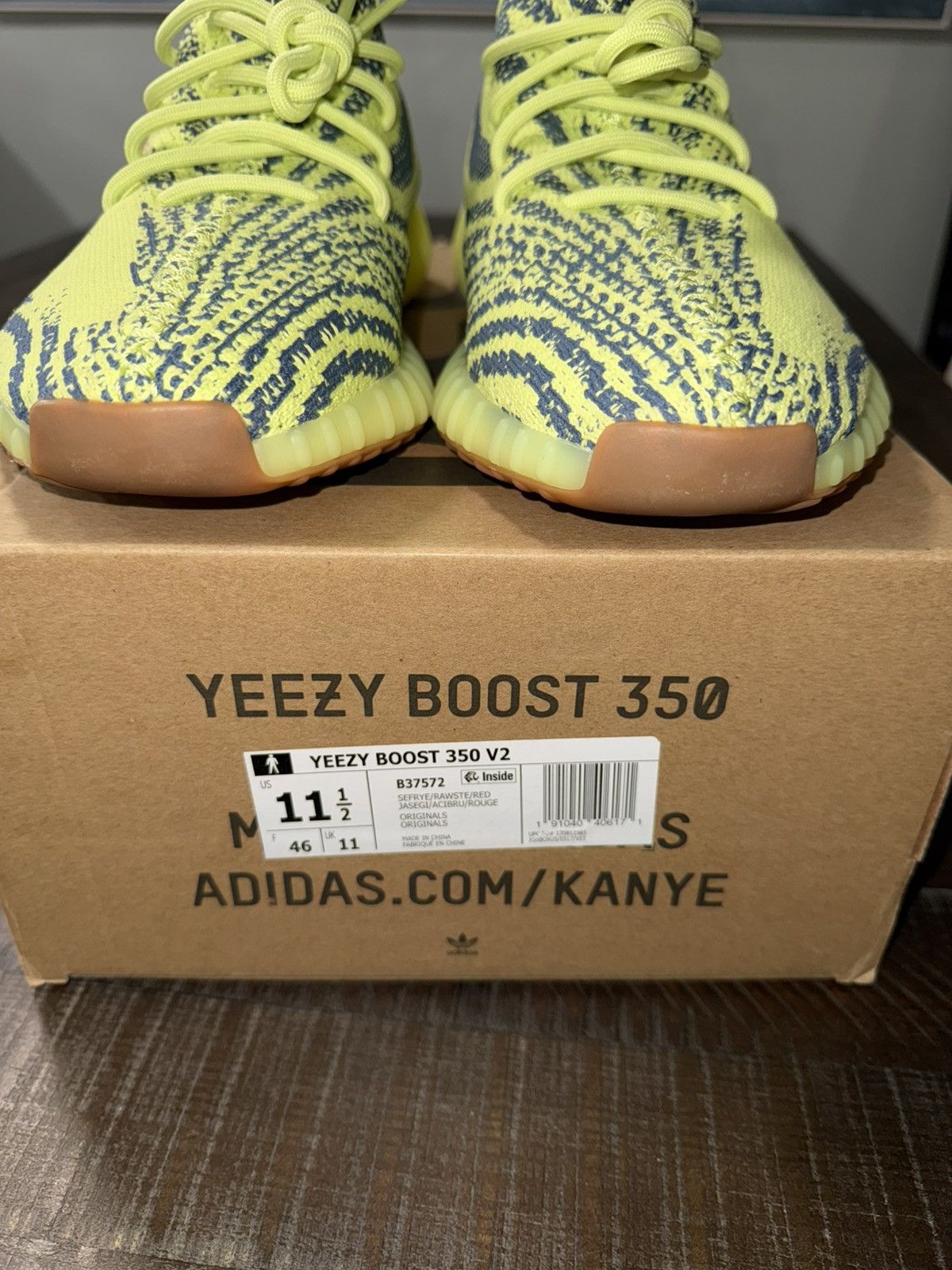 Adidas Yeezy Boost 350 V2 'Semi Frozen Yellow' Size US 11.5 / EU 44-45 - 8 Thumbnail