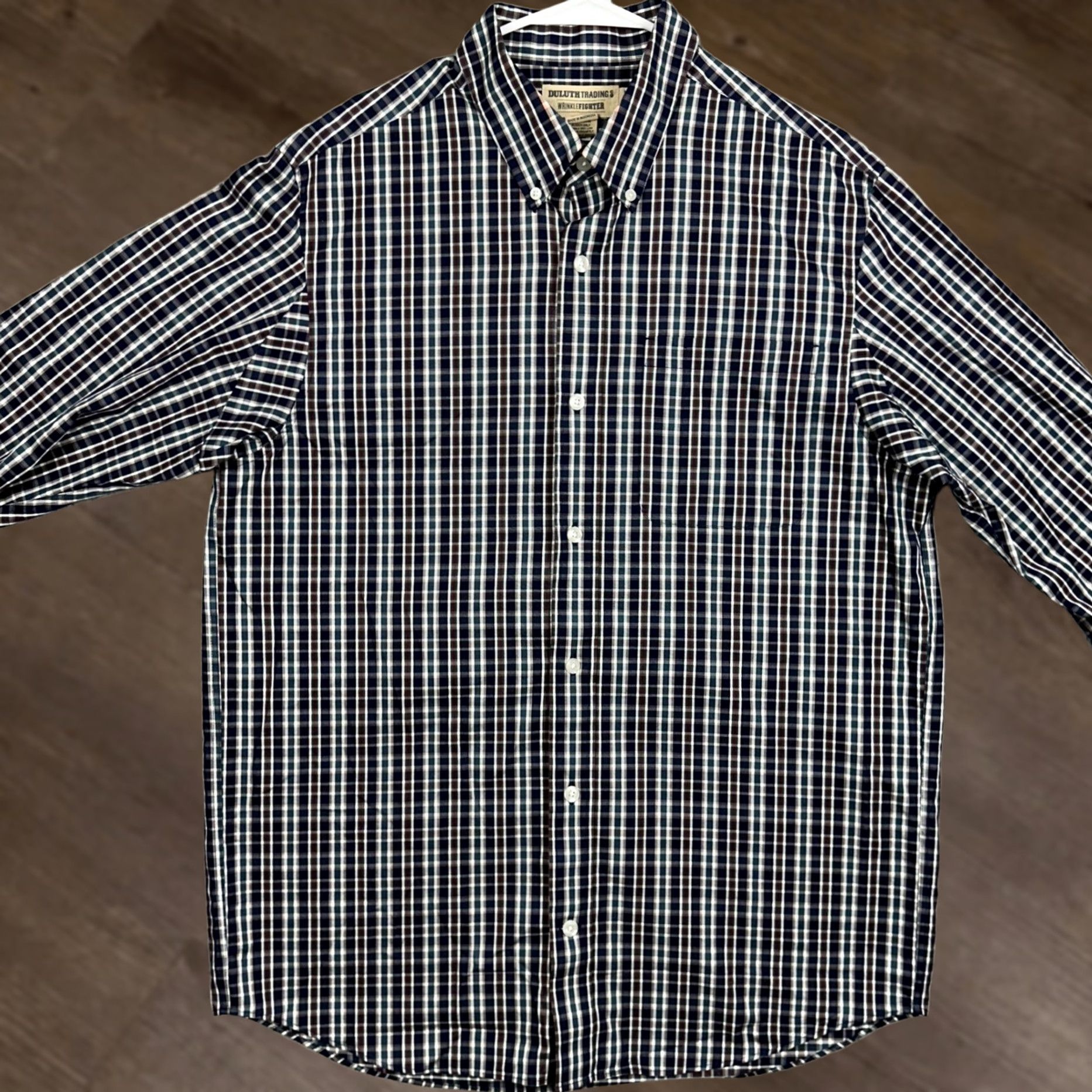 Duluth Trading Company Duluth Trading Co Shirt Mens Large Blue Plaid Wrinklefighter Button Up Trim Fit Size US L / EU 52-54 / 3 - 1 Thumbnail